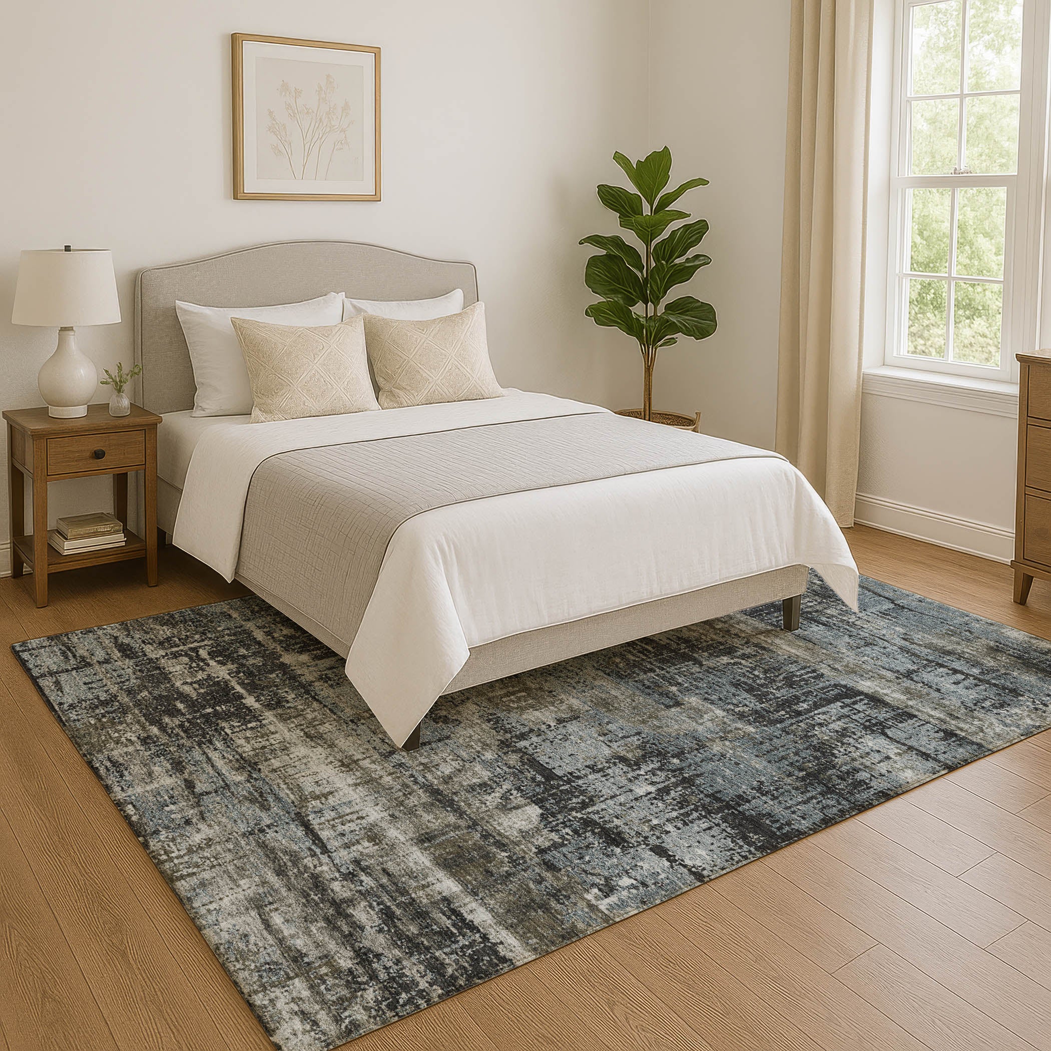Budapest Machine Washable Transitional Charcoal Gray Rug 2'6" x 3'10" #shape_Rectangle