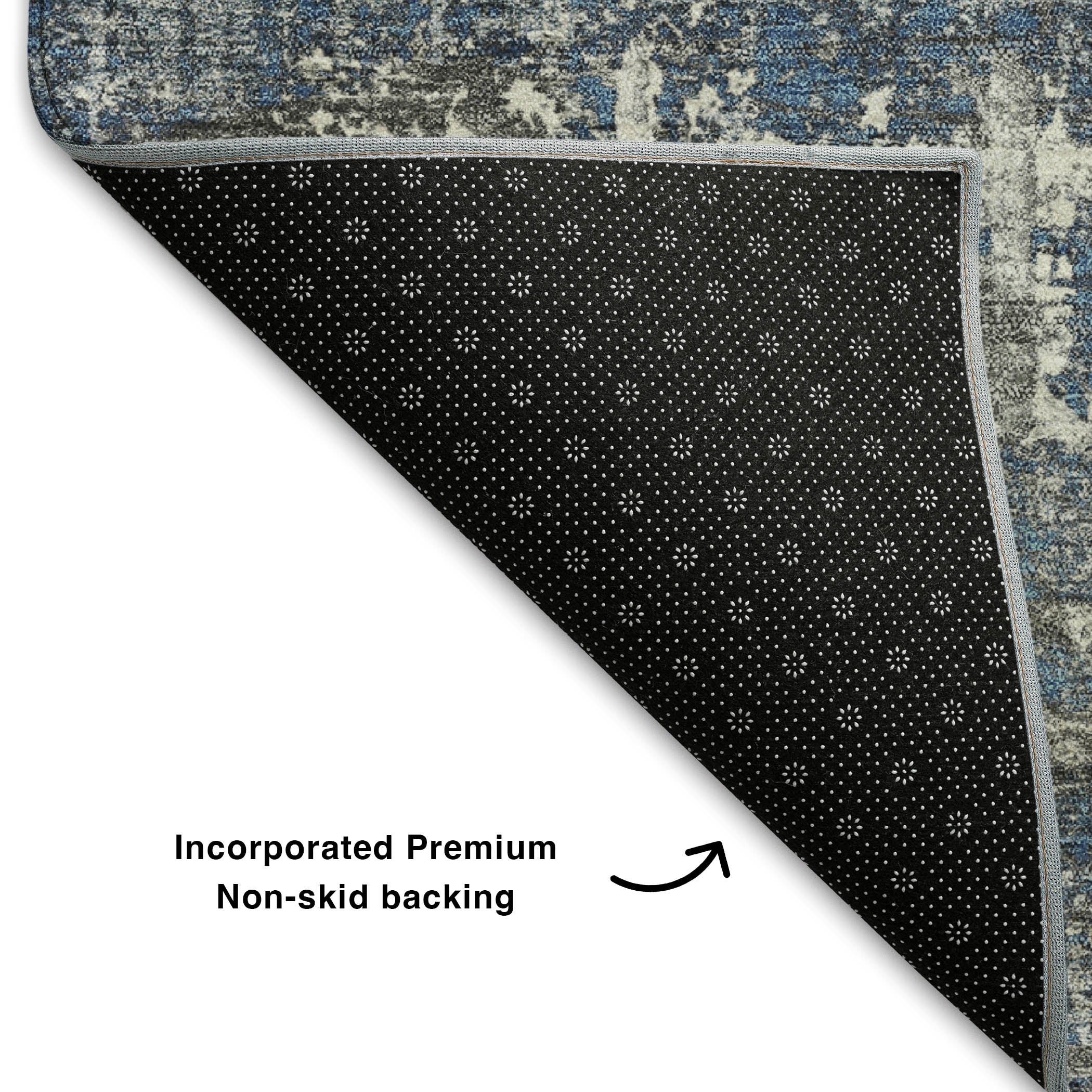 Budapest Machine Washable Transitional Denim Blue Rug 1'8" x 2'6" #shape_Rectangle