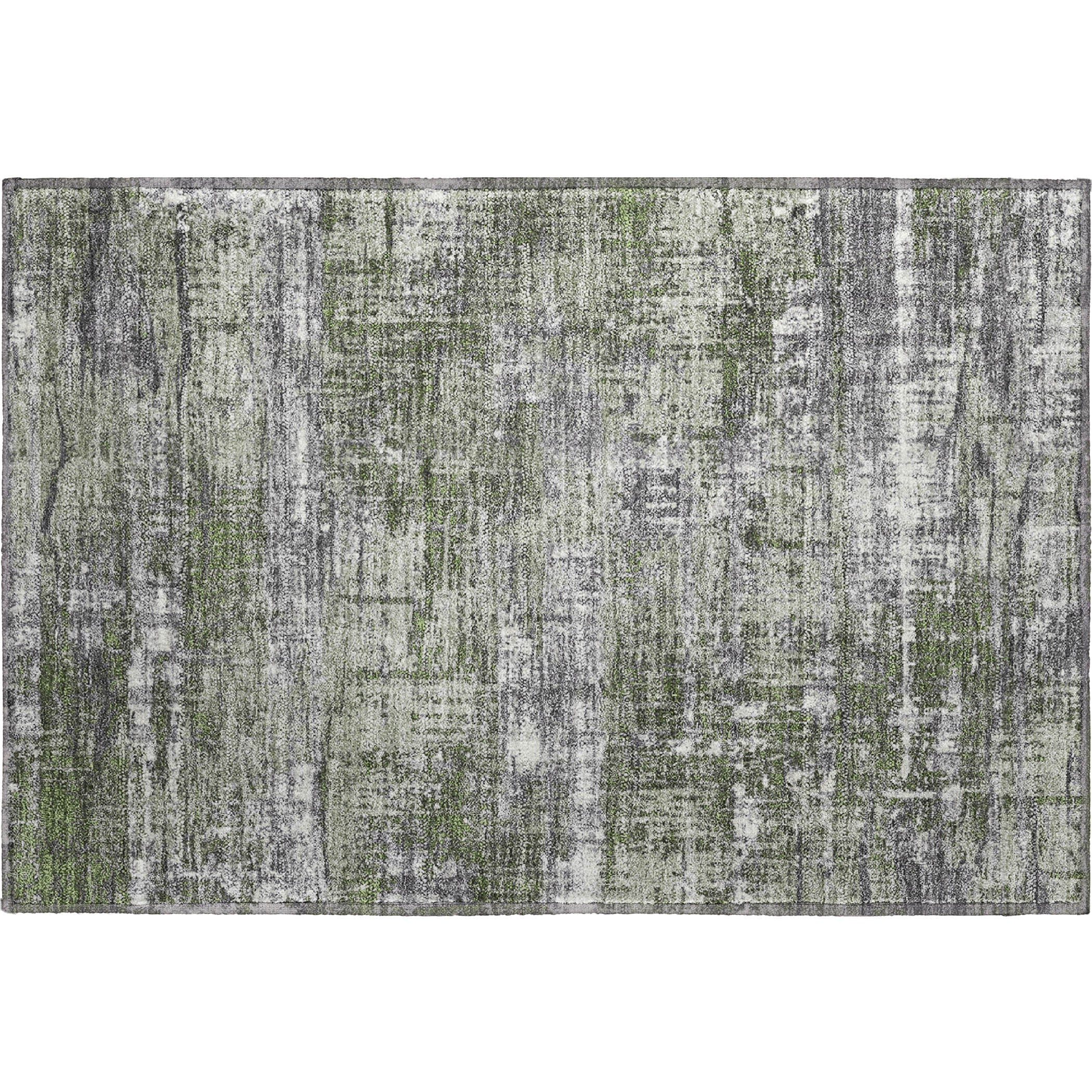 Budapest Machine Washable Transitional Olive Green Rug 1'8" x 2'6" #shape_Rectangle