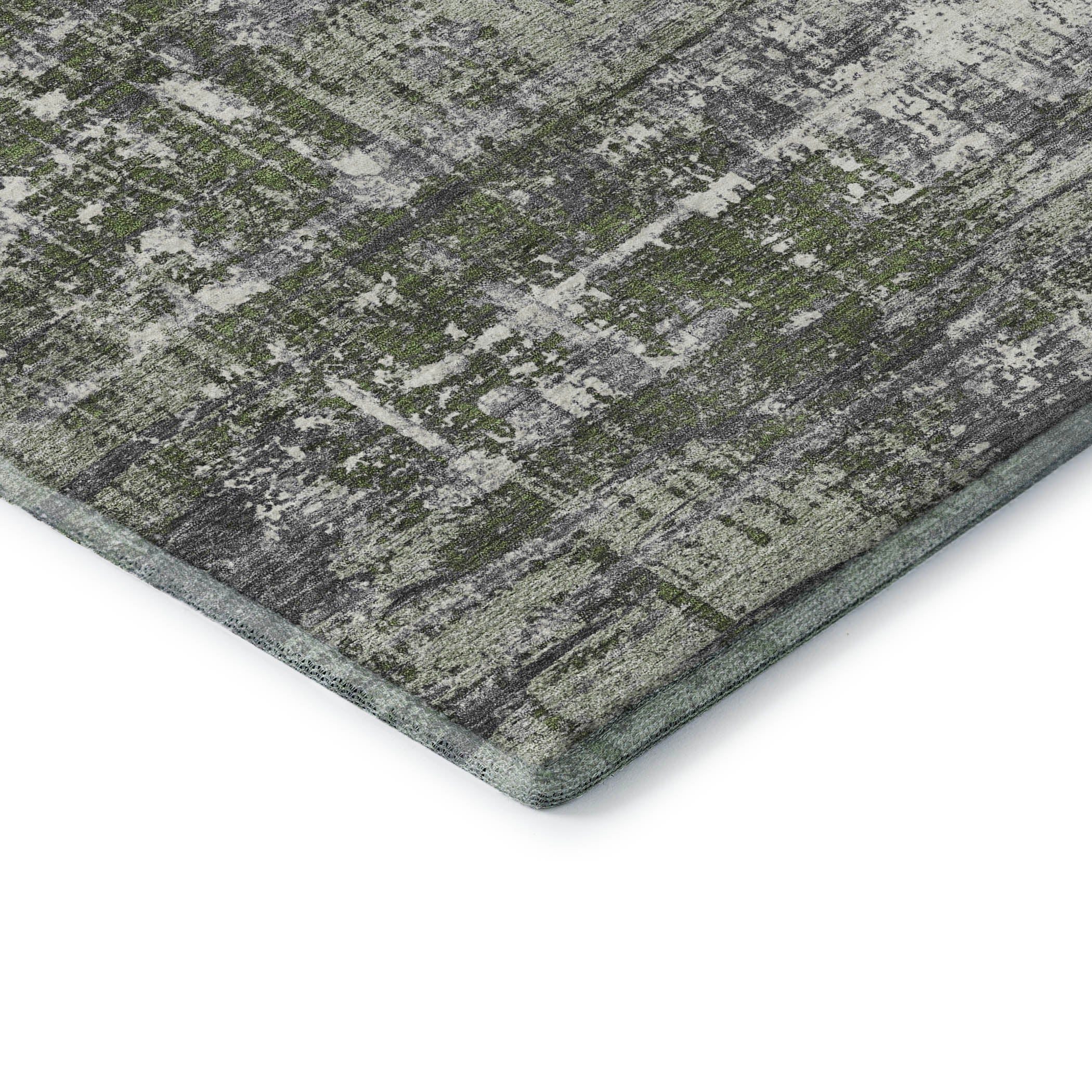 Budapest Machine Washable Transitional Olive Green Rug 1'8" x 2'6" #shape_Rectangle