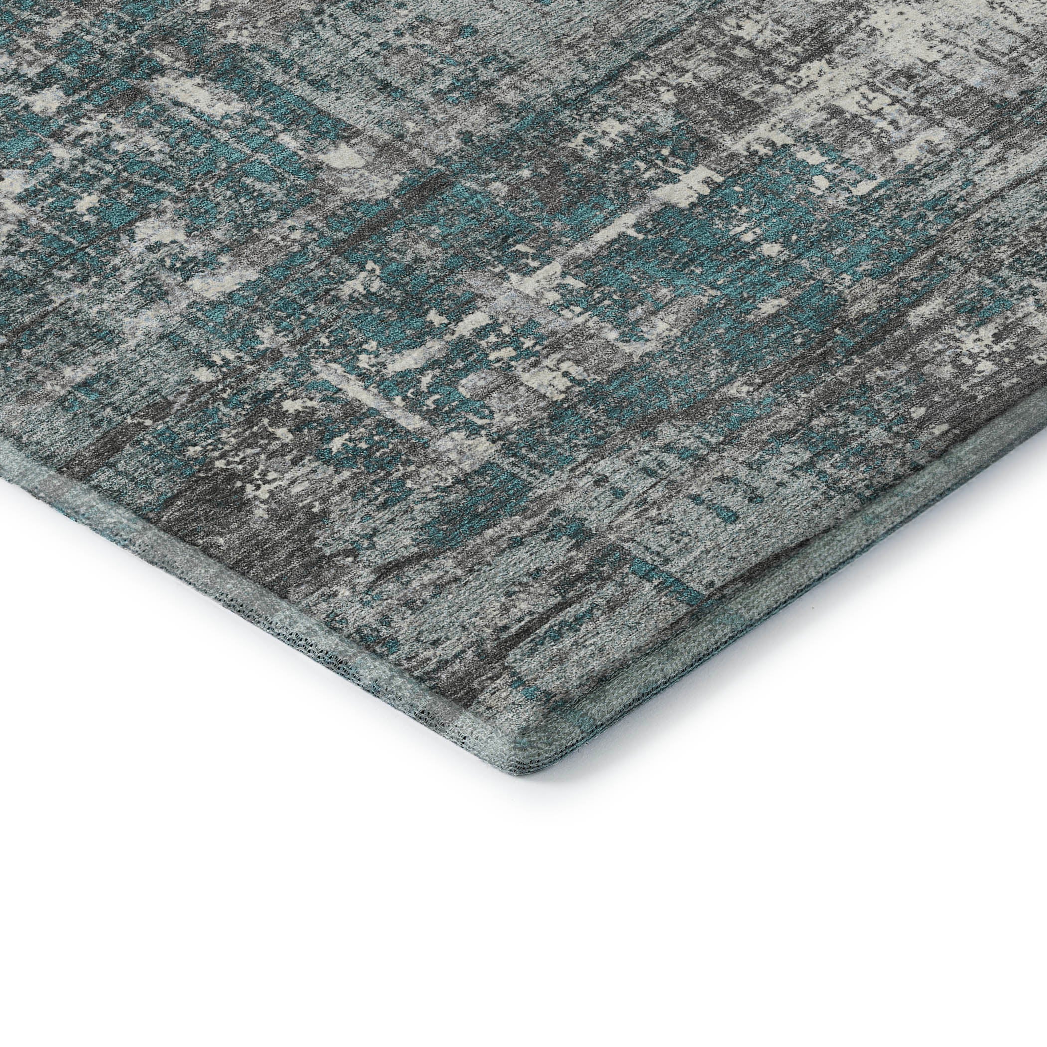 Budapest Machine Washable Transitional Teal Rug 1'8" x 2'6" #shape_Rectangle