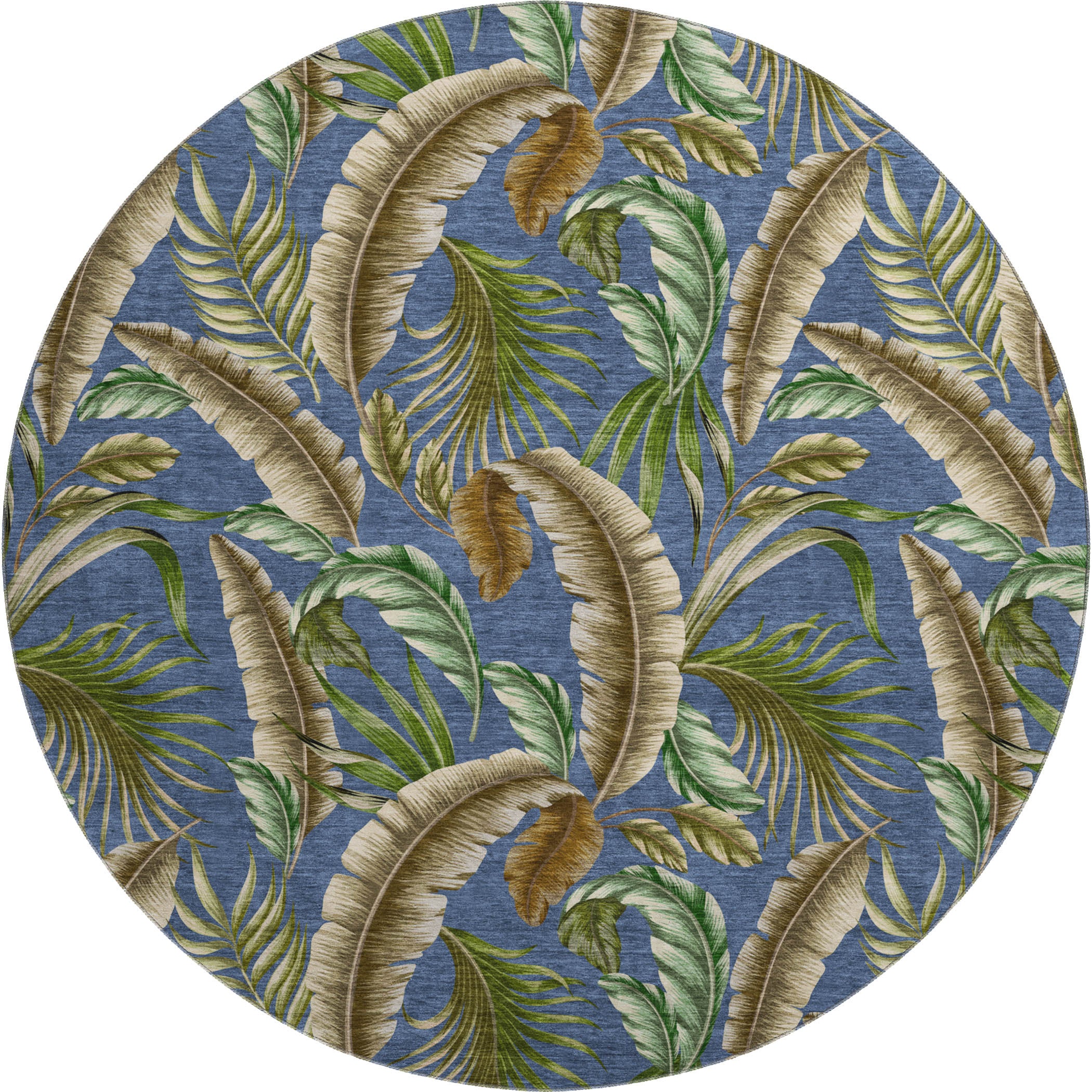 Siena Machine Washable Tropical Blue Rug 8' x 8' #shape_Round