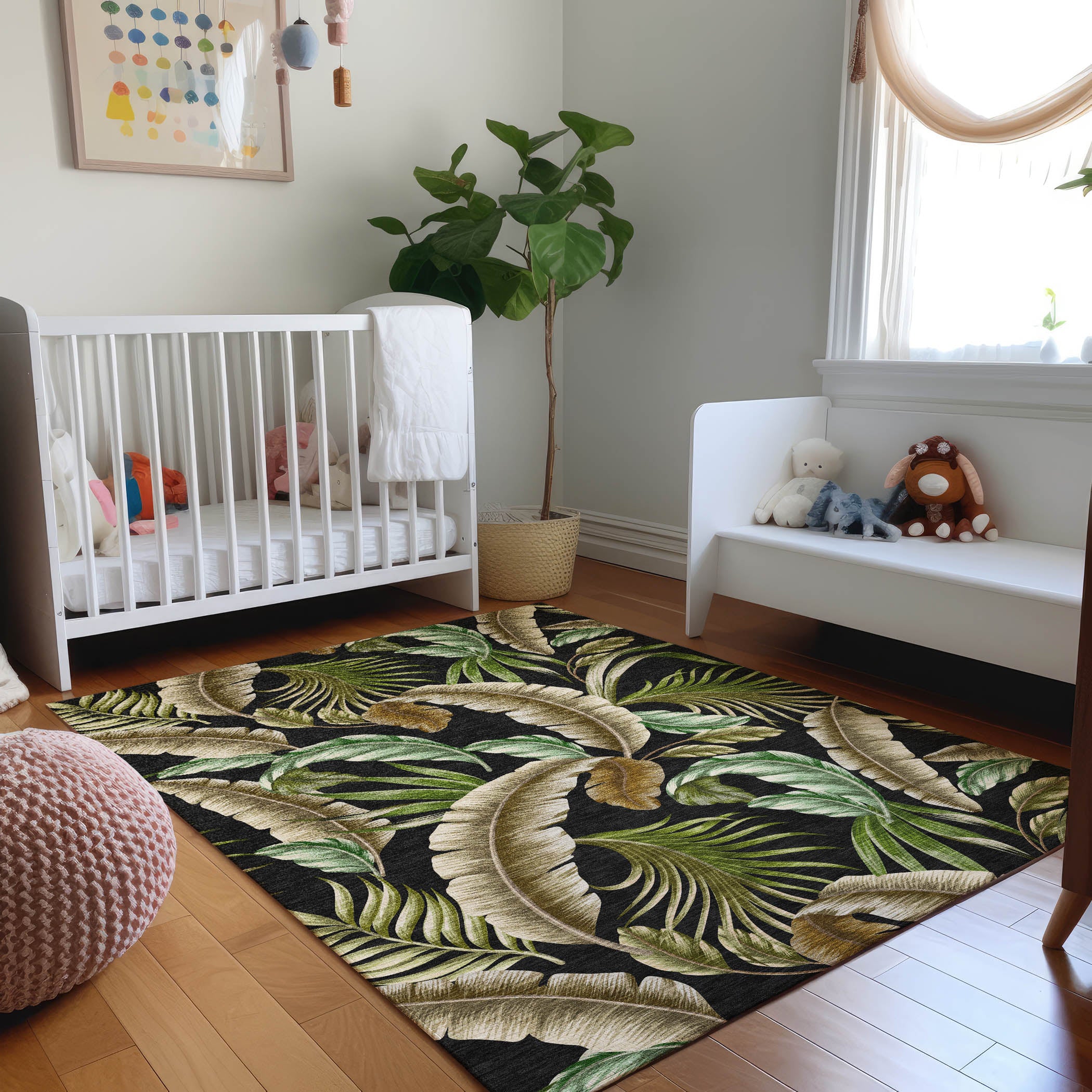Siena Machine Washable Tropical Midnight Black Rug 2'6" x 3'10" #shape_Rectangle