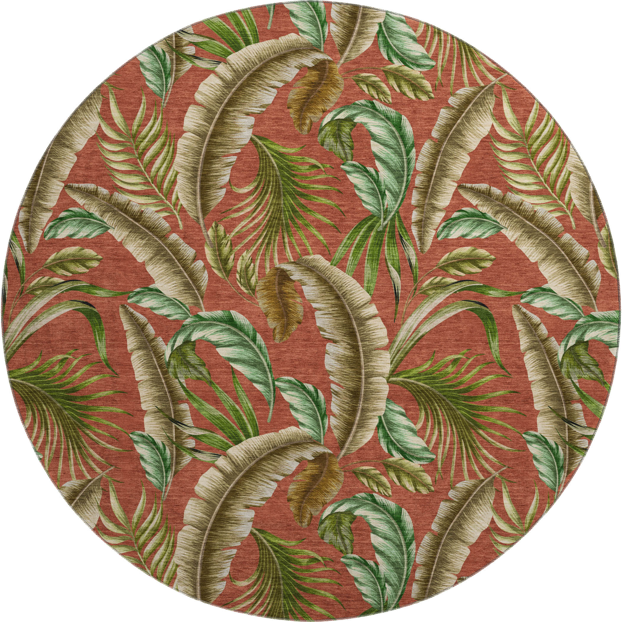 Siena Machine Washable Tropical Spice Red Rug 8' x 8' #shape_Round