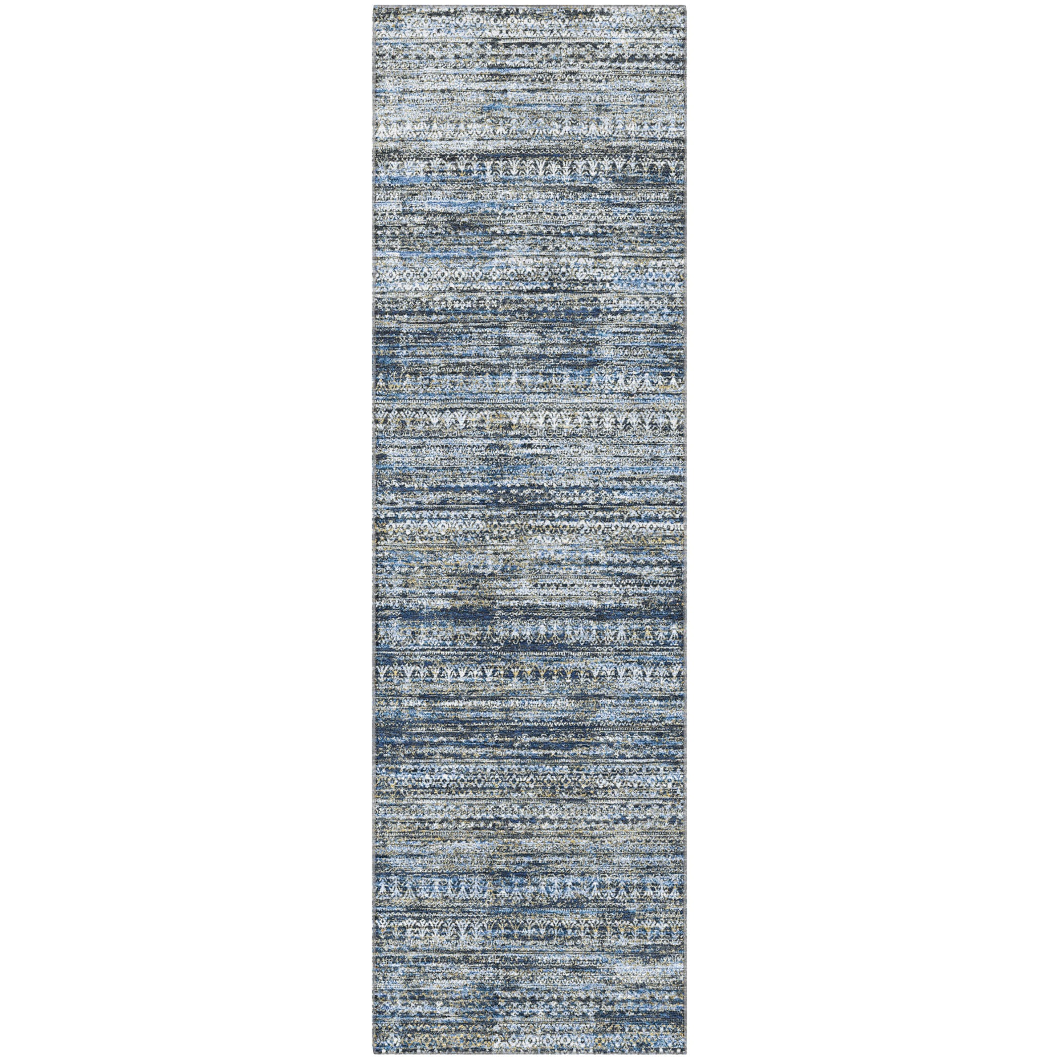 Havana Machine Washable Transitional Denim Blue Rug 2'3" x 7'6" #shape_Runner