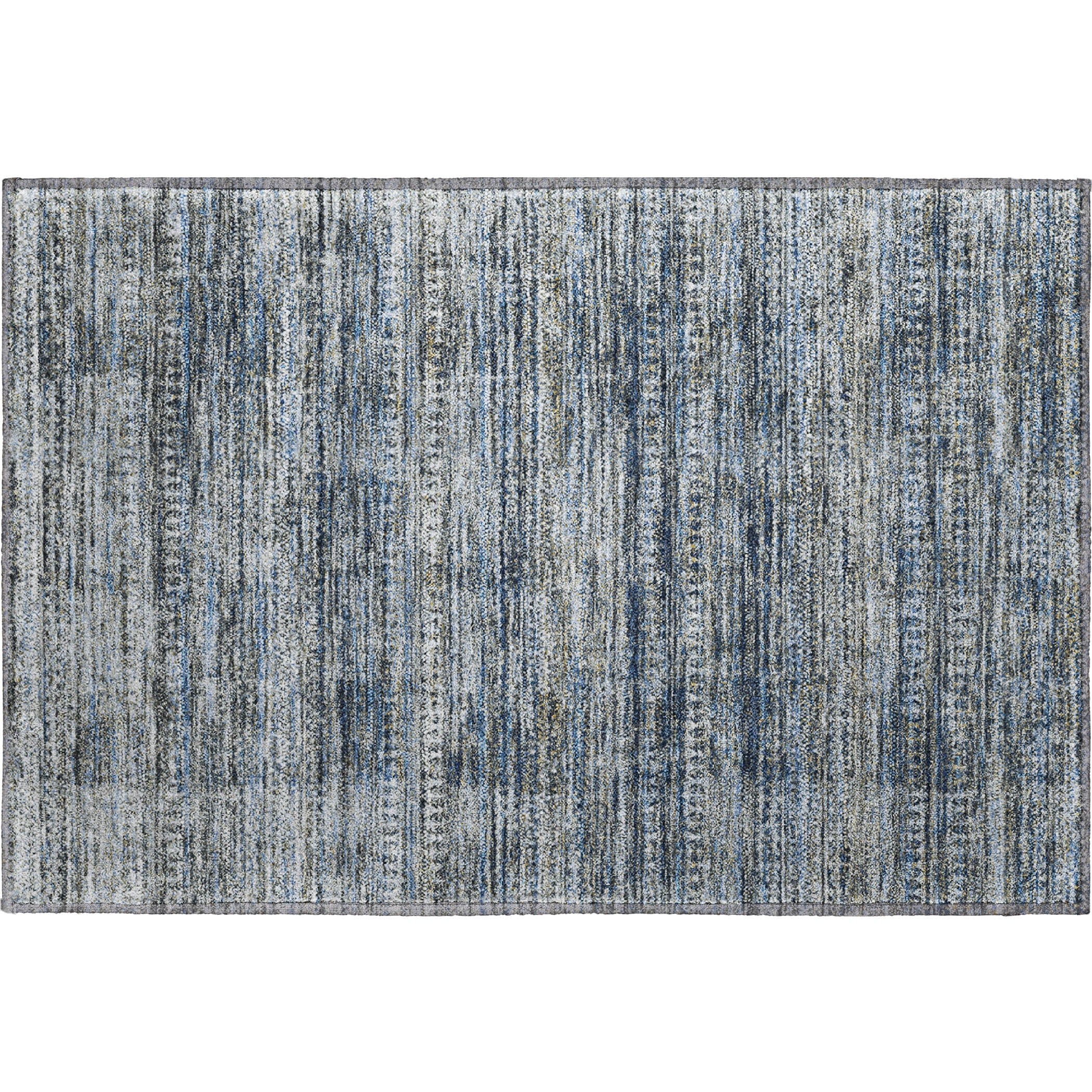 Havana Machine Washable Transitional Denim Blue Rug 1'8" x 2'6" #shape_Rectangle