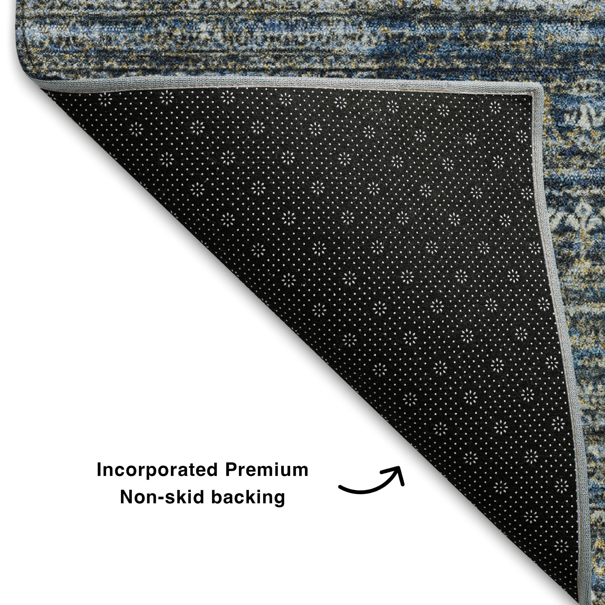 Havana Machine Washable Transitional Denim Blue Rug 1'8" x 2'6" #shape_Rectangle