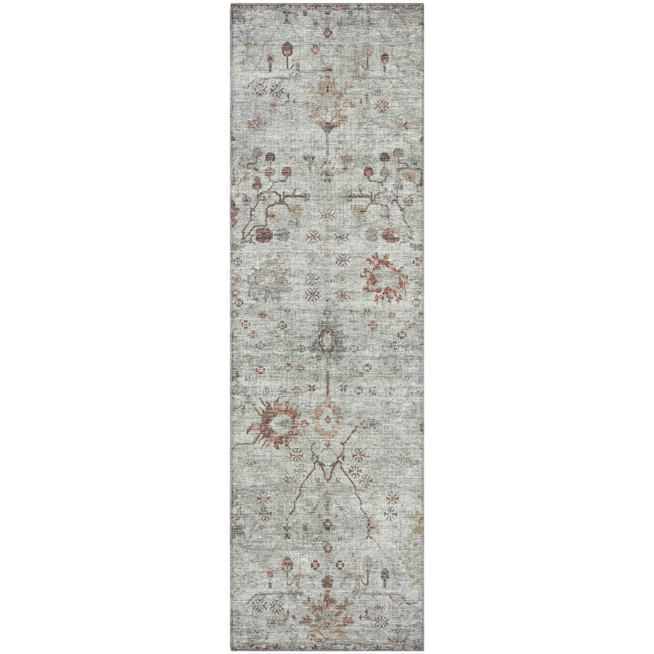 Kotor Machine Washable Traditional Gray Rug 2'3" x 7'6" #shape_Runner