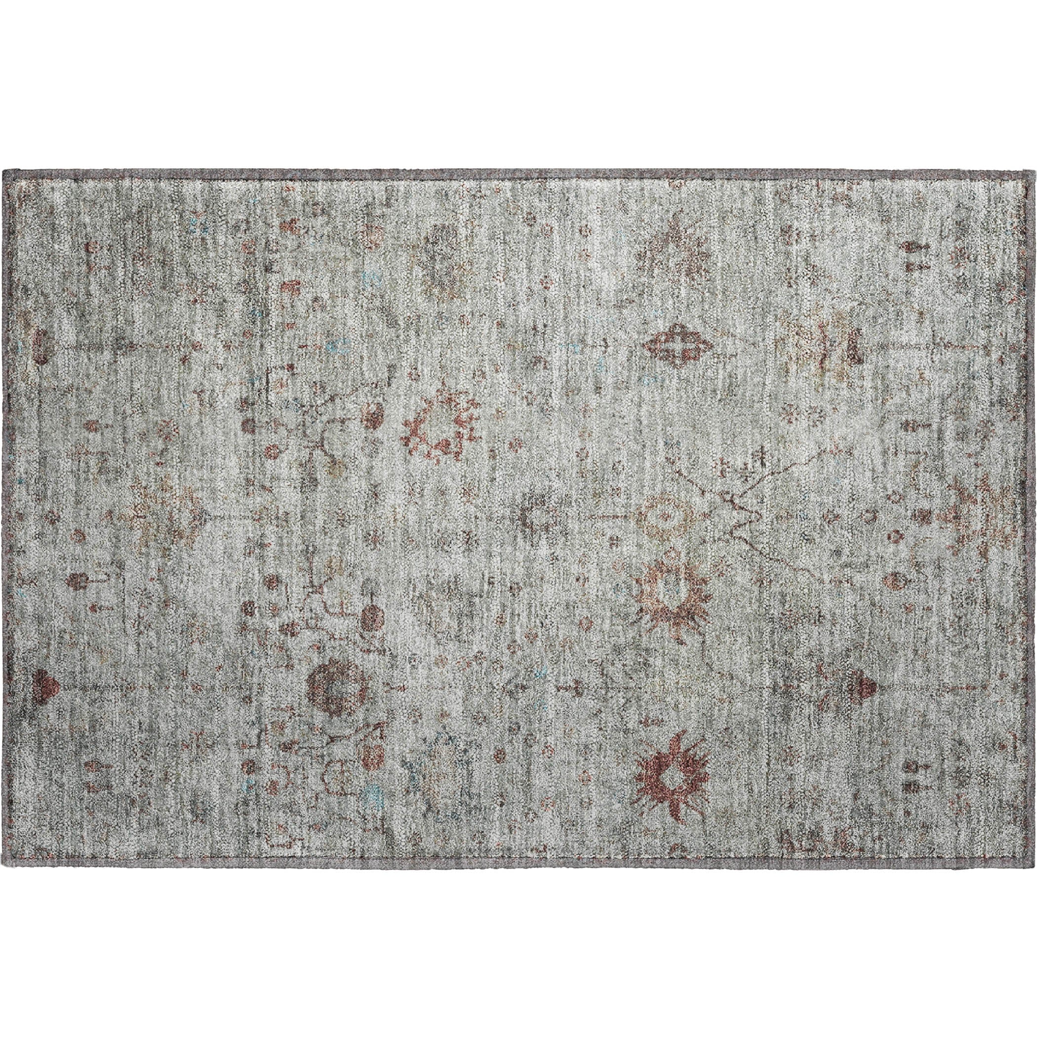Kotor Machine Washable Traditional Gray Rug 1'8" x 2'6" #shape_Rectangle
