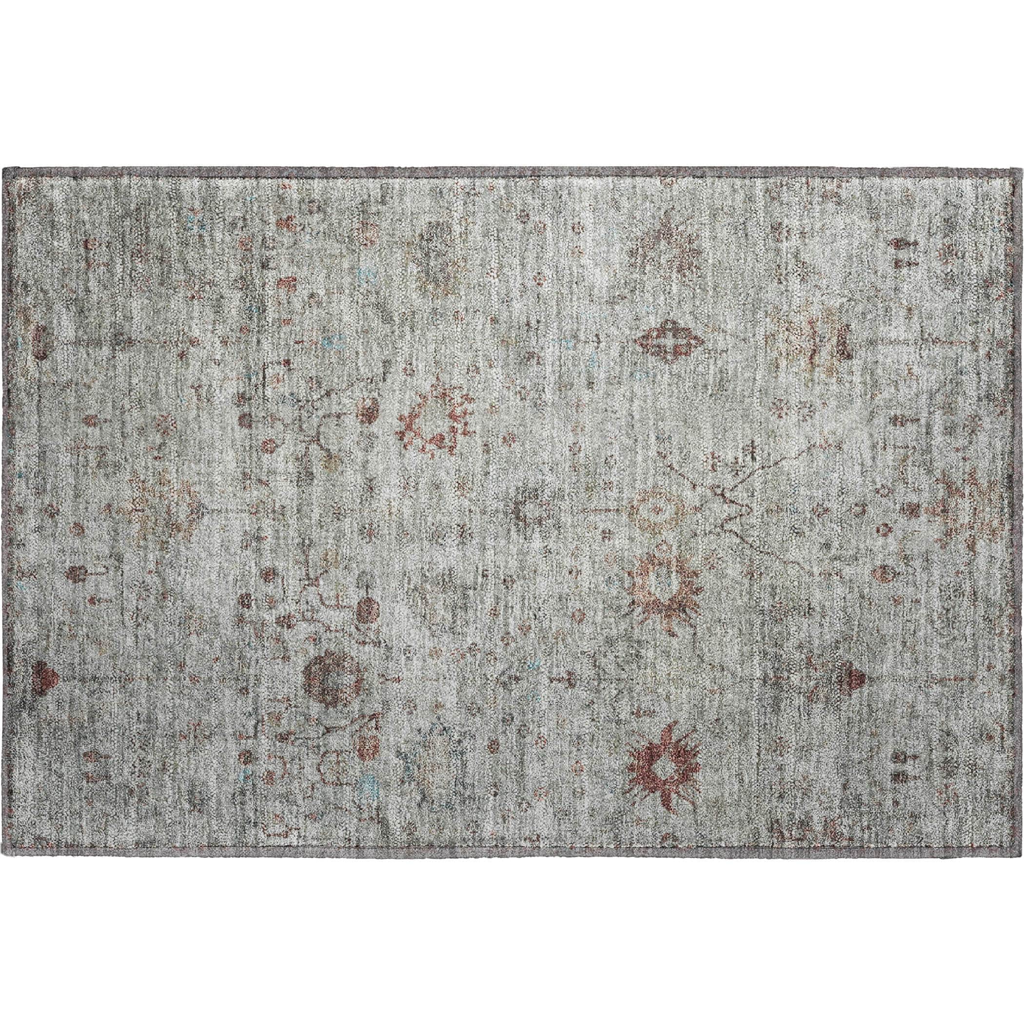 Kotor Machine Washable Traditional Gray Rug 1'8" x 2'6" #shape_Rectangle