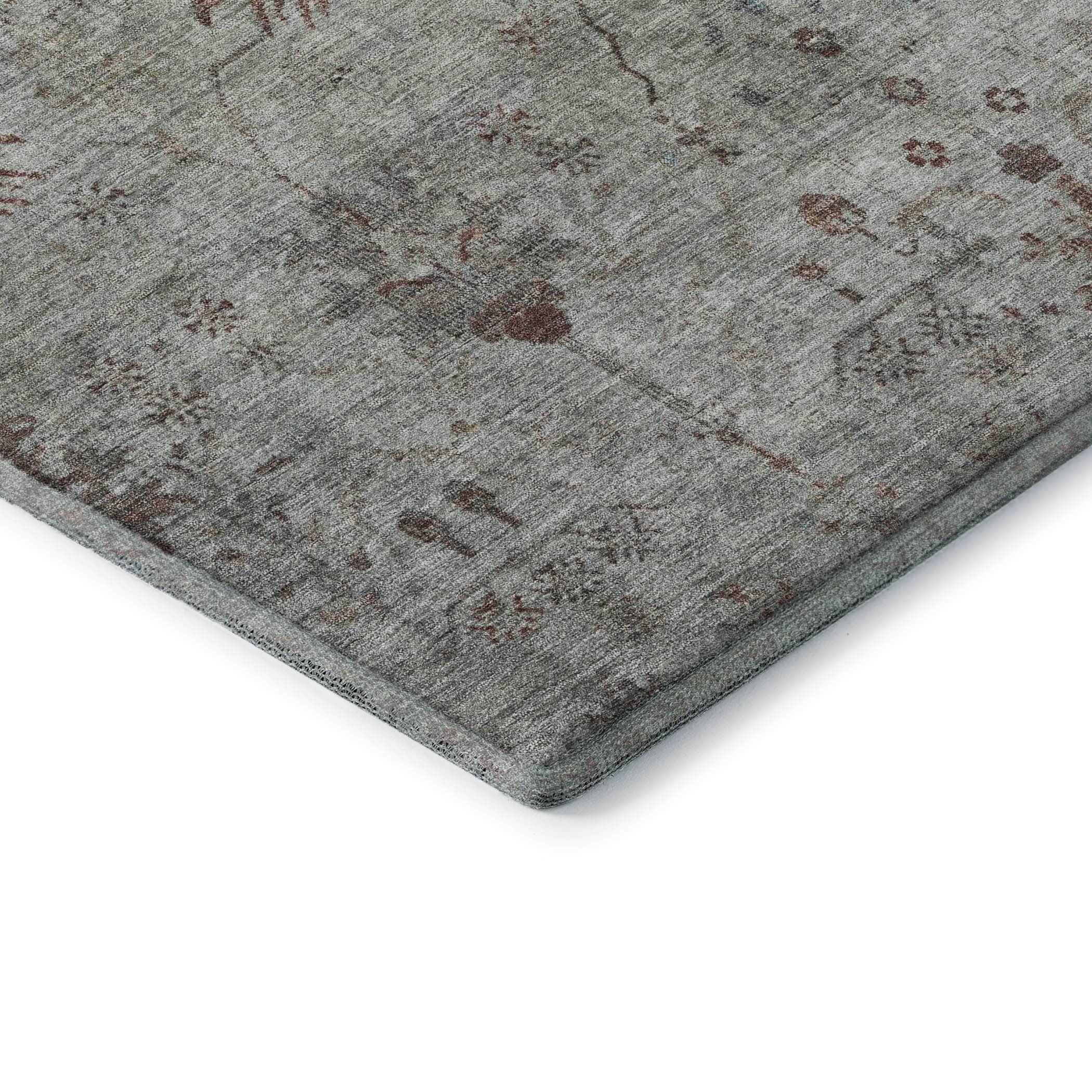 Kotor Machine Washable Traditional Gray Rug 1'8" x 2'6" #shape_Rectangle