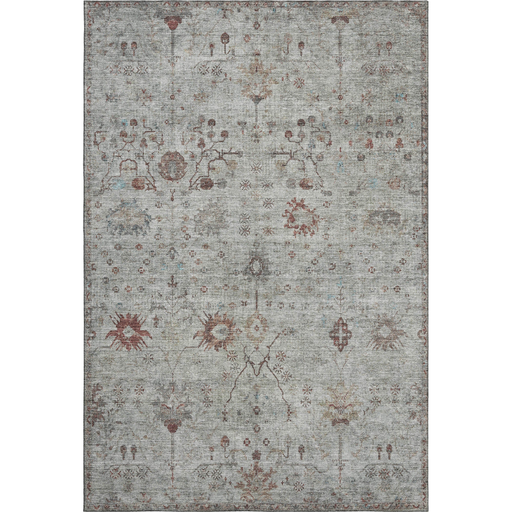 Kotor Machine Washable Traditional Gray Rug 2'6" x 3'10" #shape_Rectangle