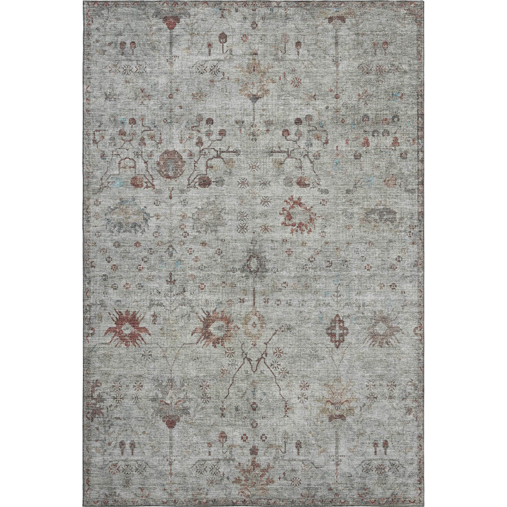 Kotor Machine Washable Traditional Gray Rug 2'6" x 3'10" #shape_Rectangle