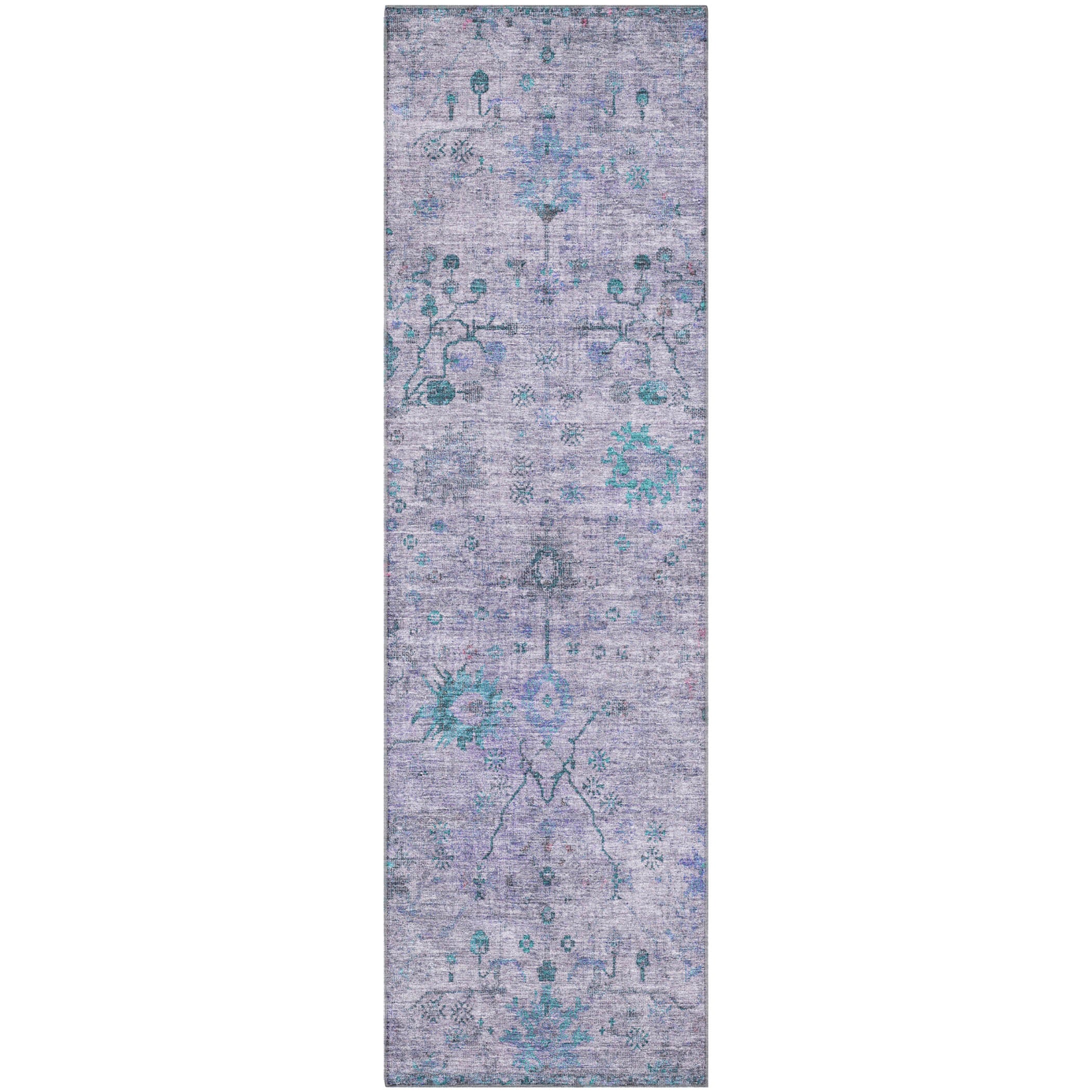 Kotor Machine Washable Traditional Lavender Purple Rug 2'3" x 7'6" #shape_Runner