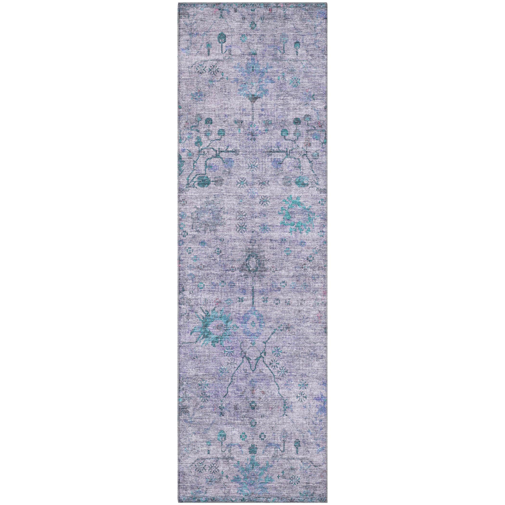 Kotor Machine Washable Traditional Lavender Purple Rug 2'3" x 7'6" #shape_Runner