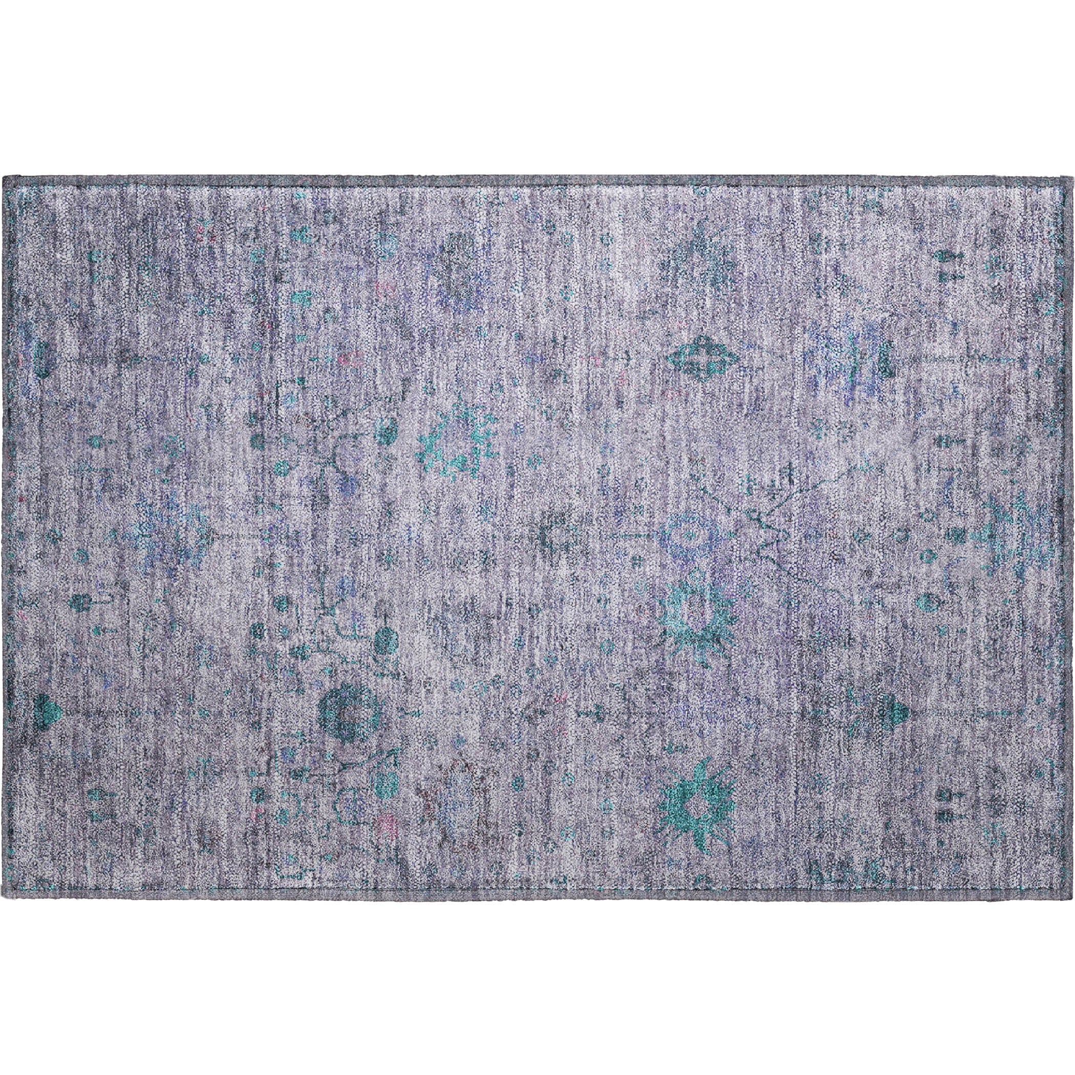 Kotor Machine Washable Traditional Lavender Purple Rug 1'8" x 2'6" #shape_Rectangle