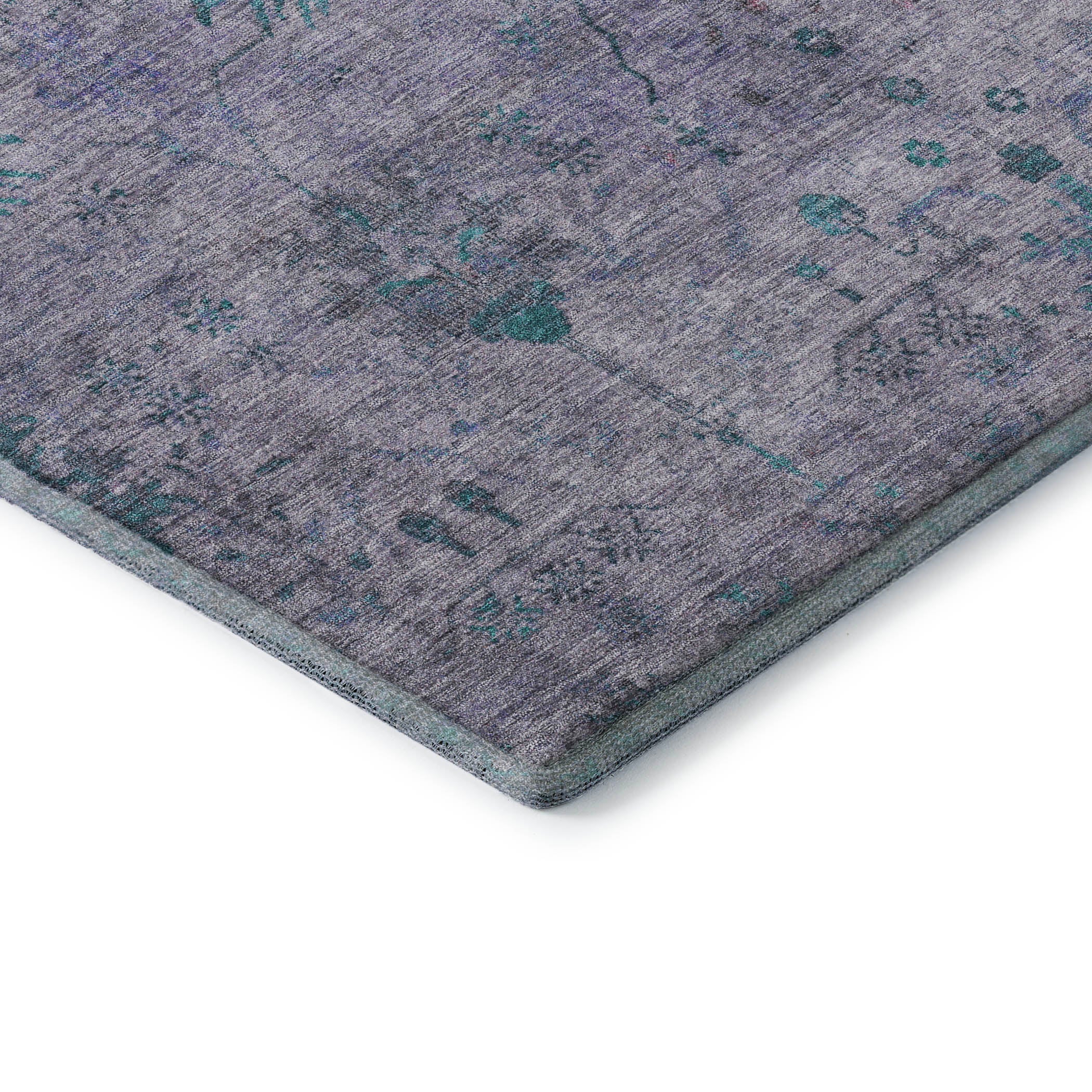 Kotor Machine Washable Traditional Lavender Purple Rug 1'8" x 2'6" #shape_Rectangle
