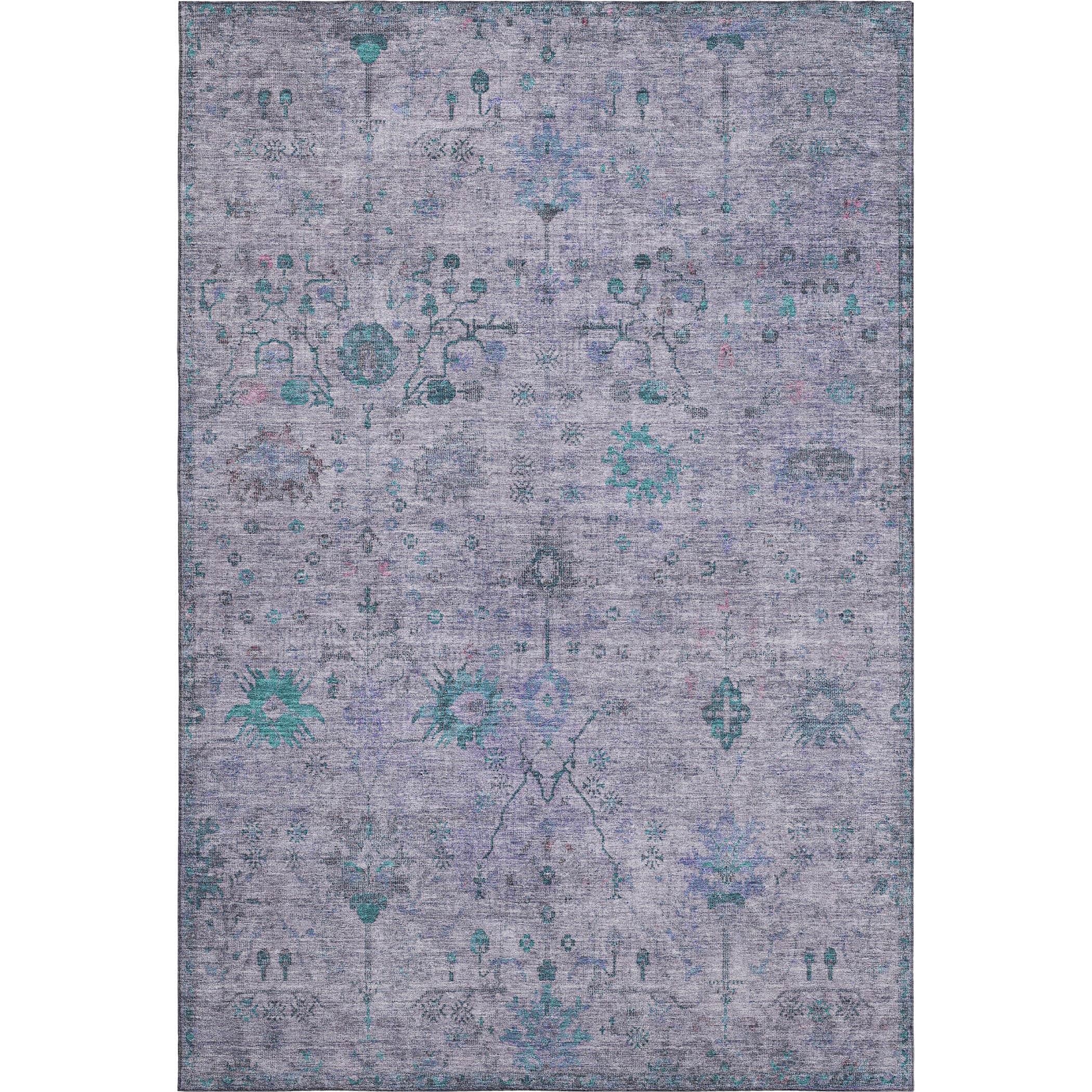 Kotor Machine Washable Traditional Lavender Purple Rug 2'6" x 3'10" #shape_Rectangle