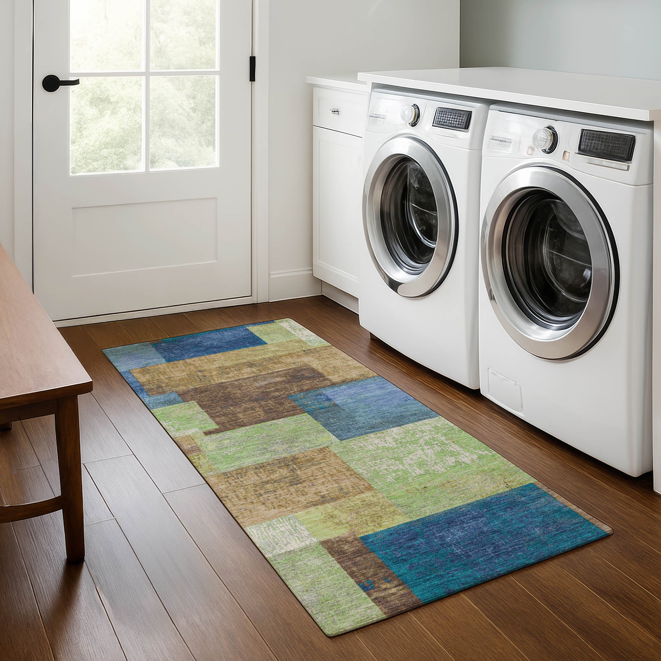 Luang Prabang Machine Washable Traditional Blue Rug 2'3" x 7'6" #shape_Runner
