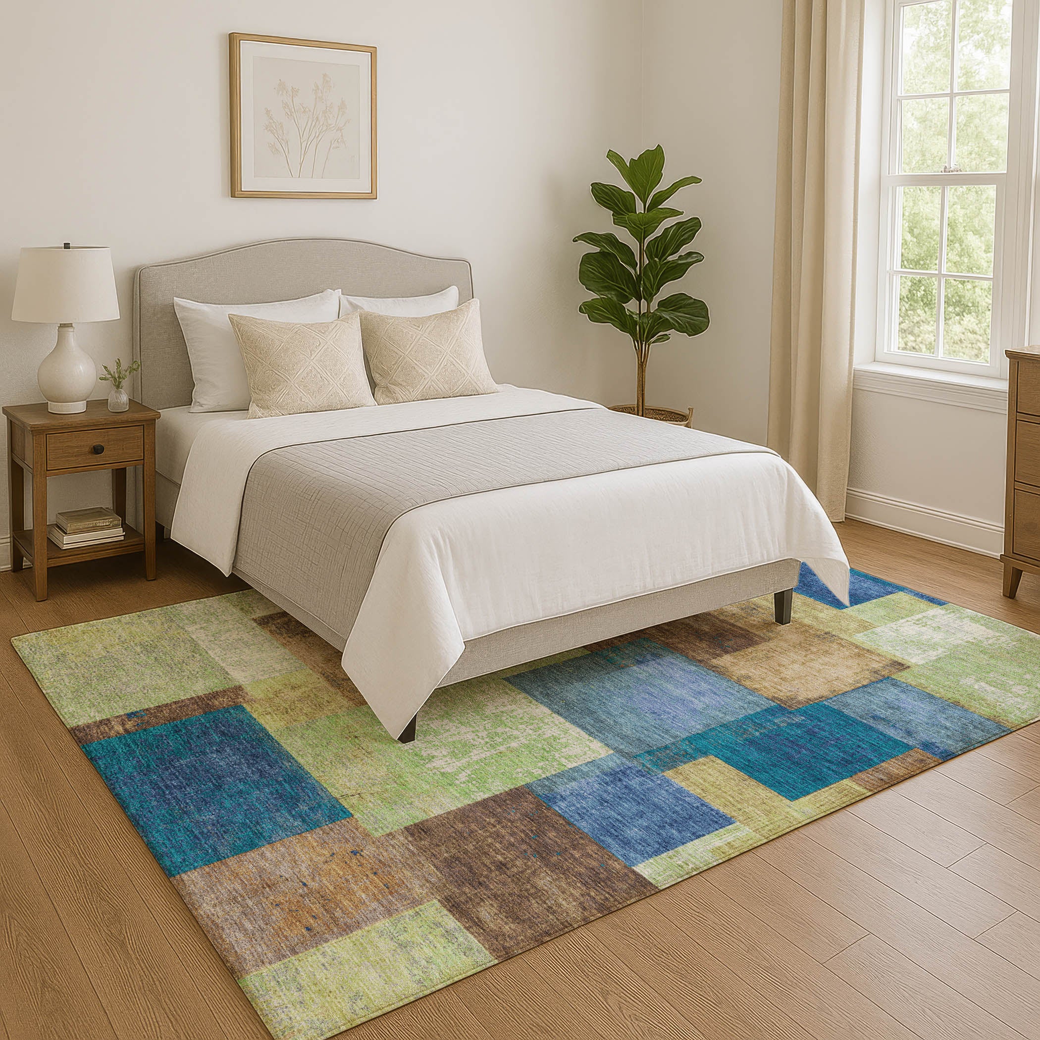 Luang Prabang Machine Washable Traditional Blue Rug 2'6" x 3'10" #shape_Rectangle