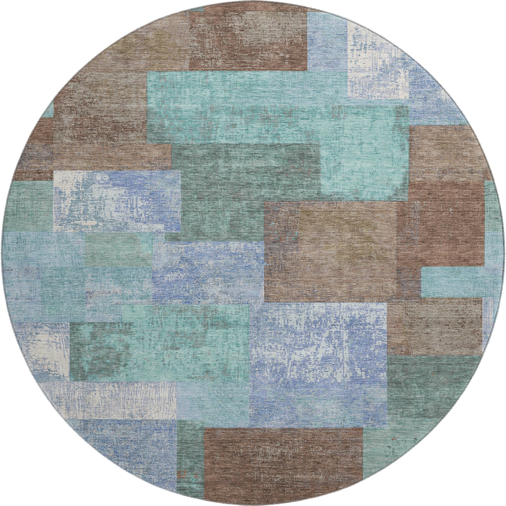 Luang Prabang Machine Washable Traditional Brown Rug 8' x 8' #shape_Round