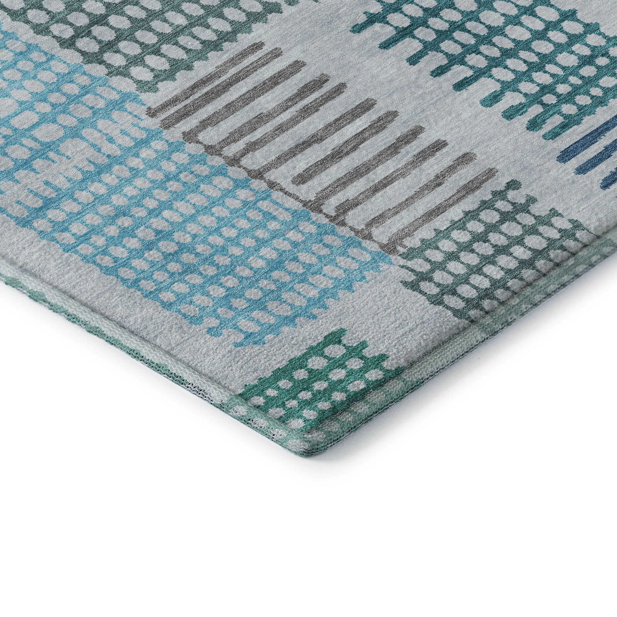 Prague Machine Washable Transitional Aqua Teal Rug 1'8" x 2'6" #shape_Rectangle