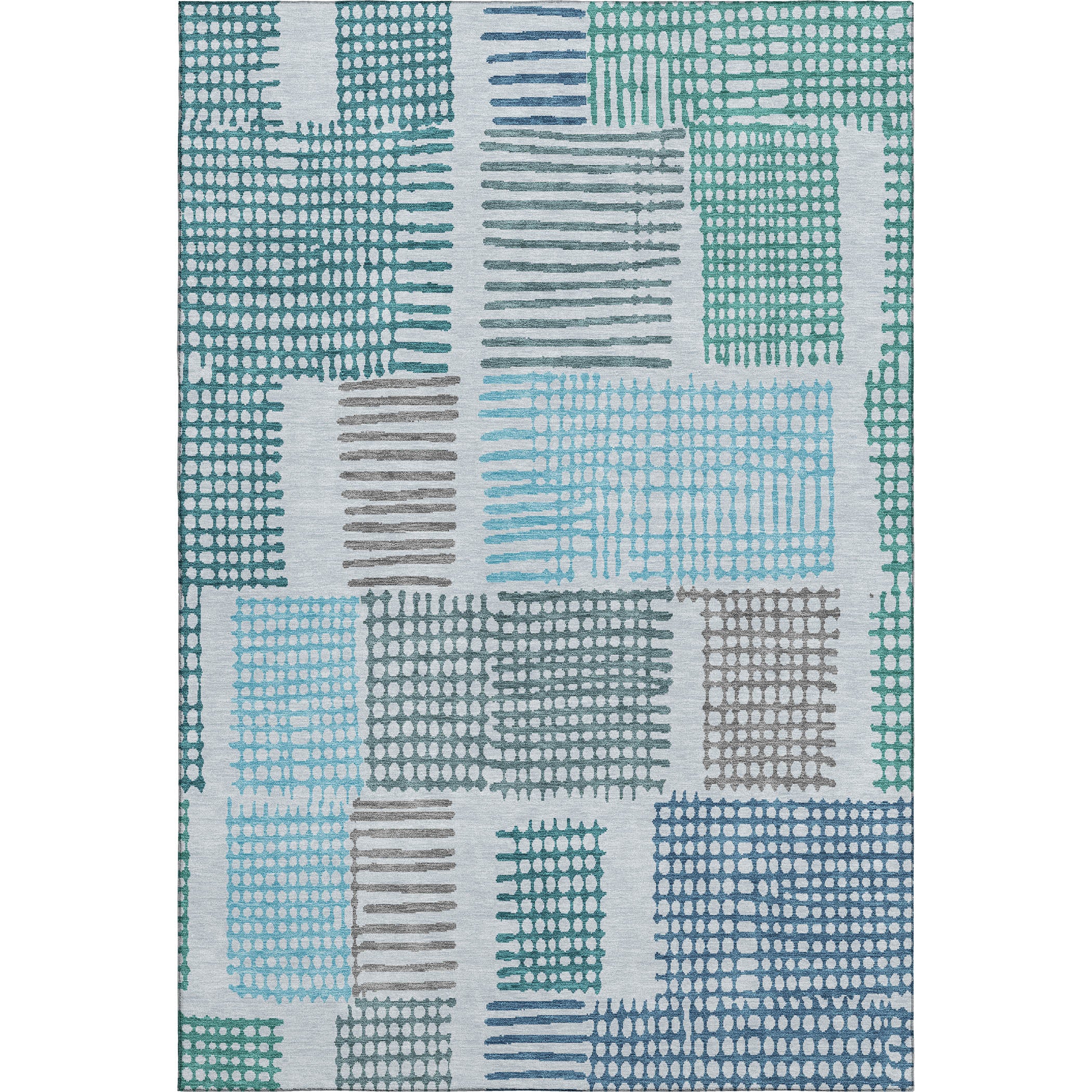 Prague Machine Washable Transitional Aqua Teal Rug 2'6" x 3'10" #shape_Rectangle