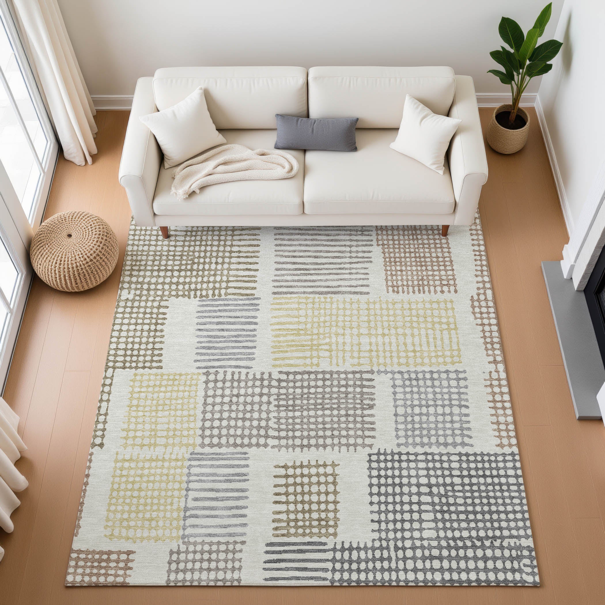 Prague Machine Washable Transitional Dune Brown Rug 2'6" x 3'10" #shape_Rectangle