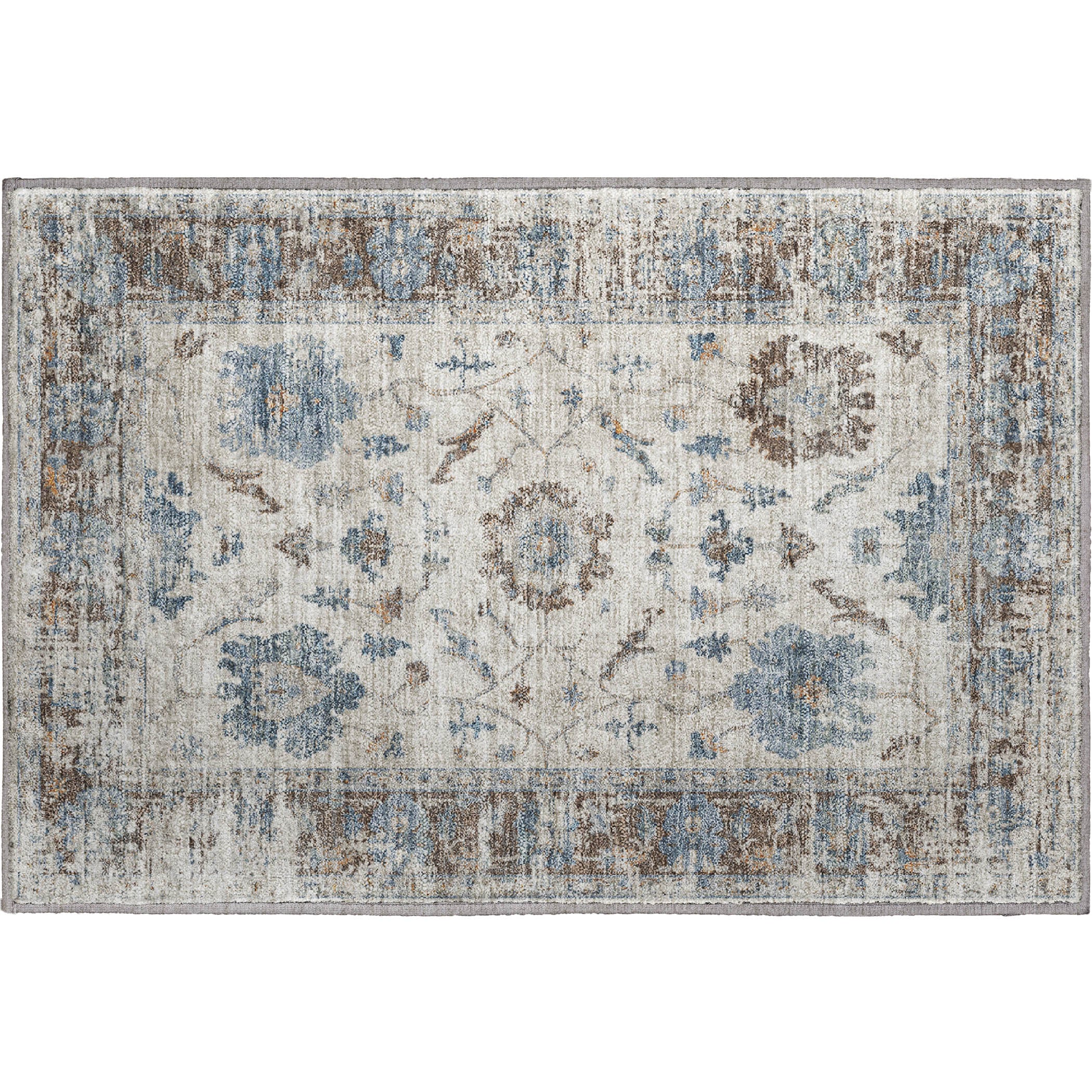 Oaxaca Machine Washable Traditional Putty Ivory Rug 1'8" x 2'6" #shape_Rectangle