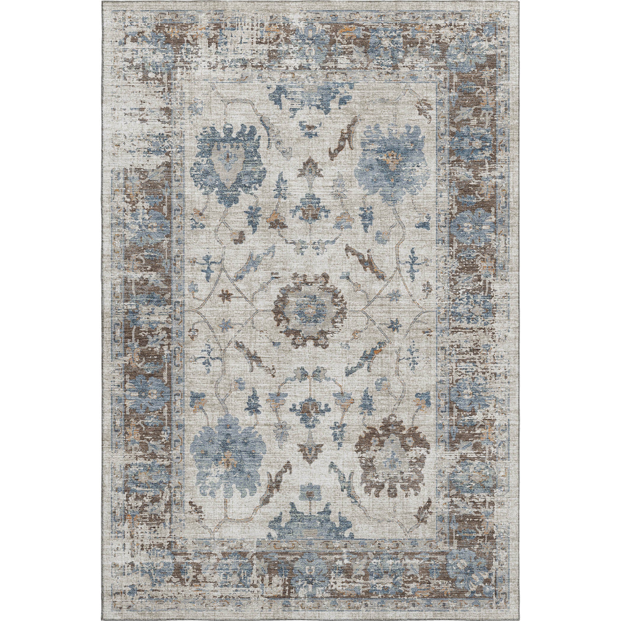 Oaxaca Machine Washable Traditional Putty Ivory Rug 2'6" x 3'10" #shape_Rectangle