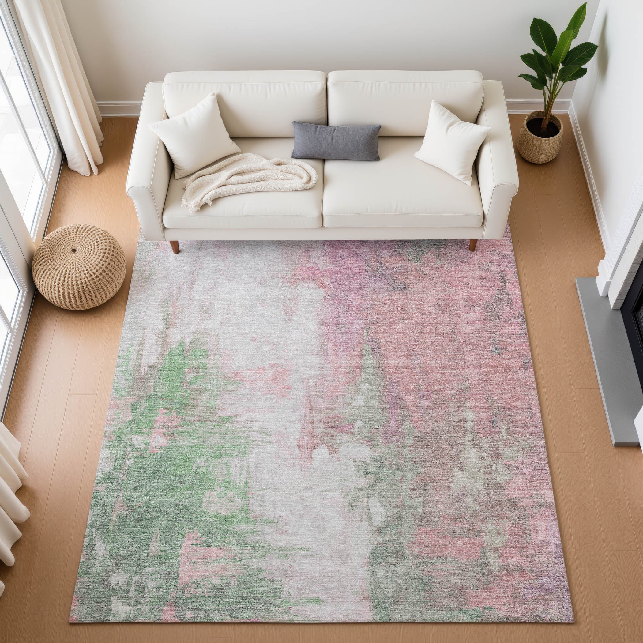 Colombo Machine Washable Transitional Blush Pink Rug 2'6" x 3'10" #shape_Rectangle