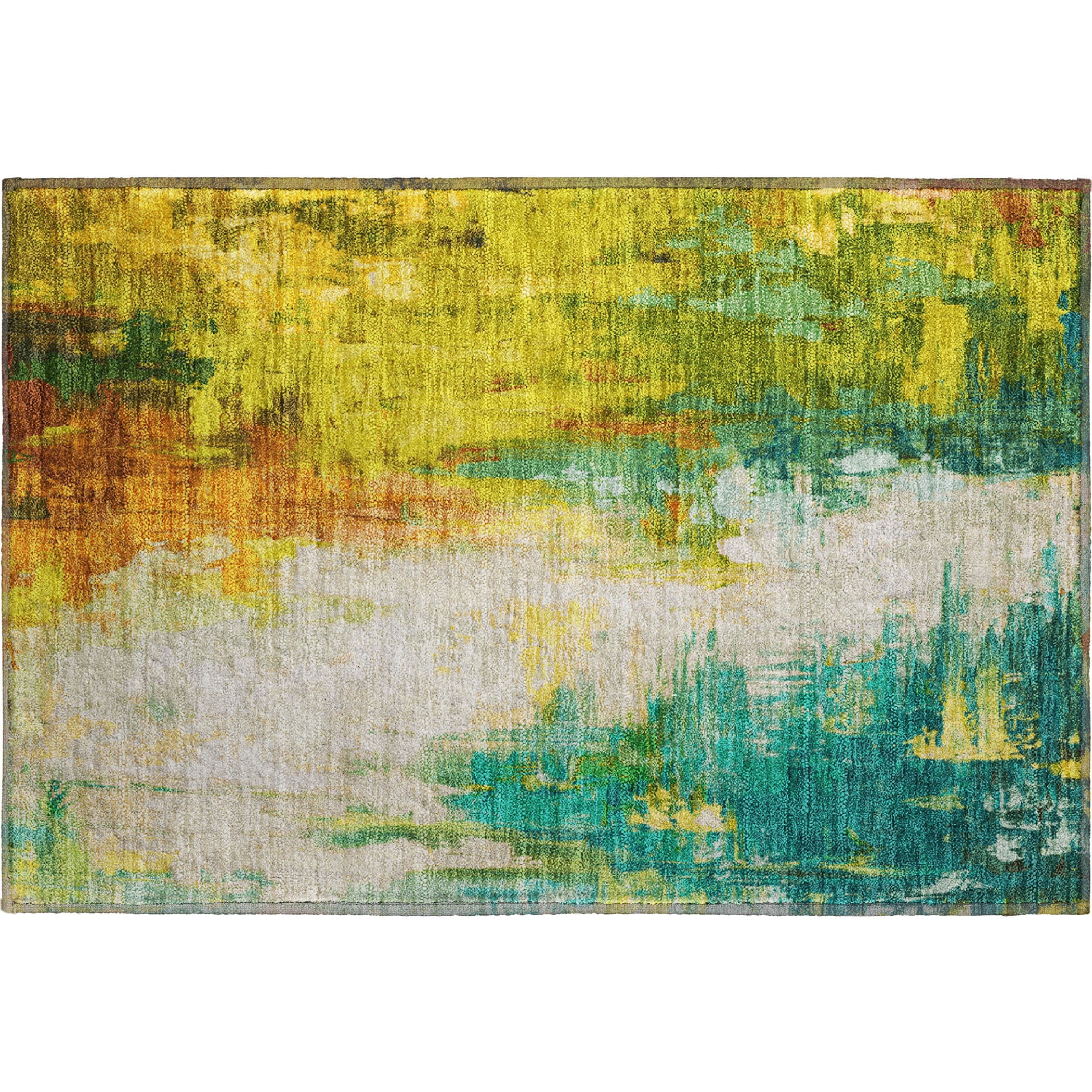 Colombo Machine Washable Transitional Green Rug 1'8" x 2'6" #shape_Rectangle