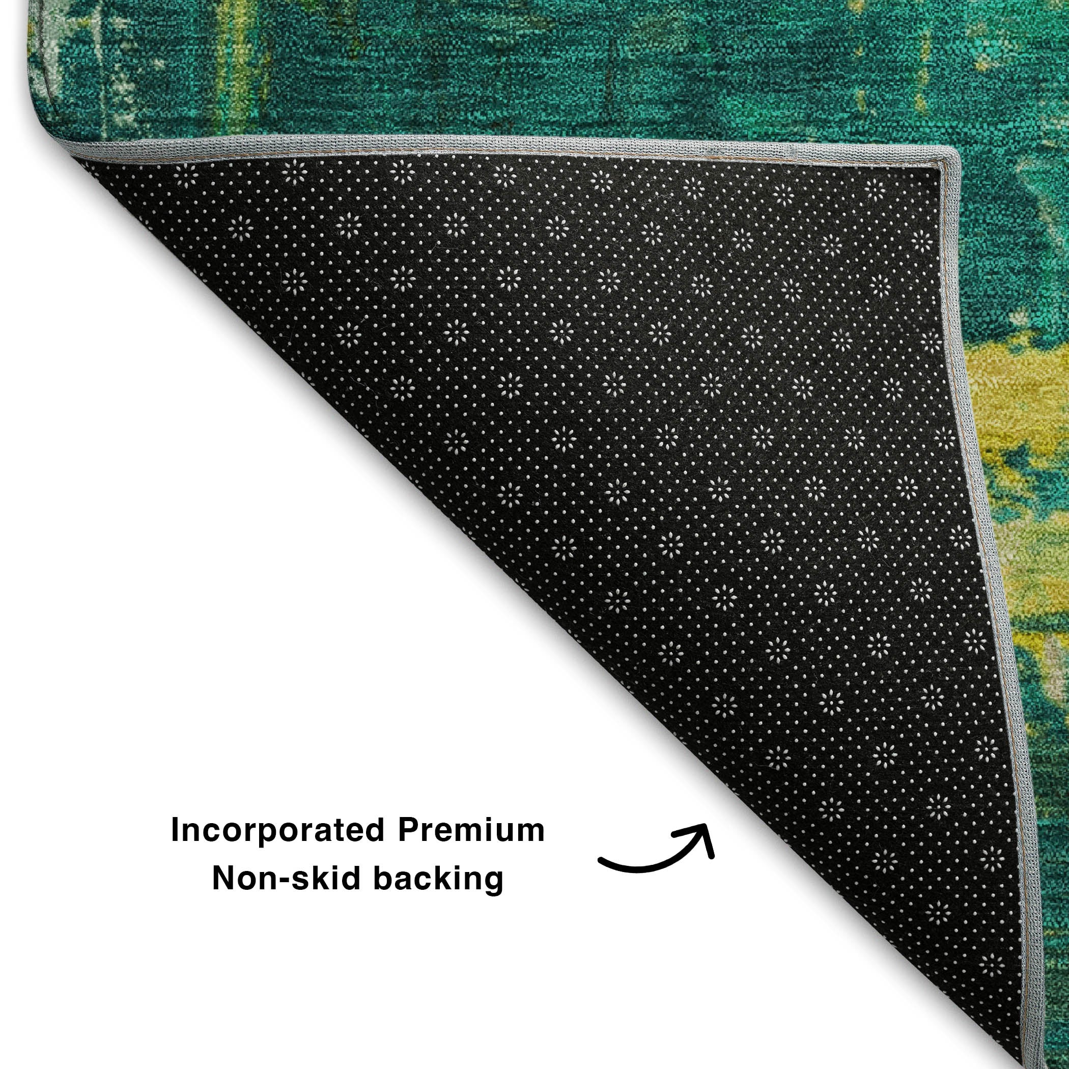 Colombo Machine Washable Transitional Green Rug 1'8" x 2'6" #shape_Rectangle