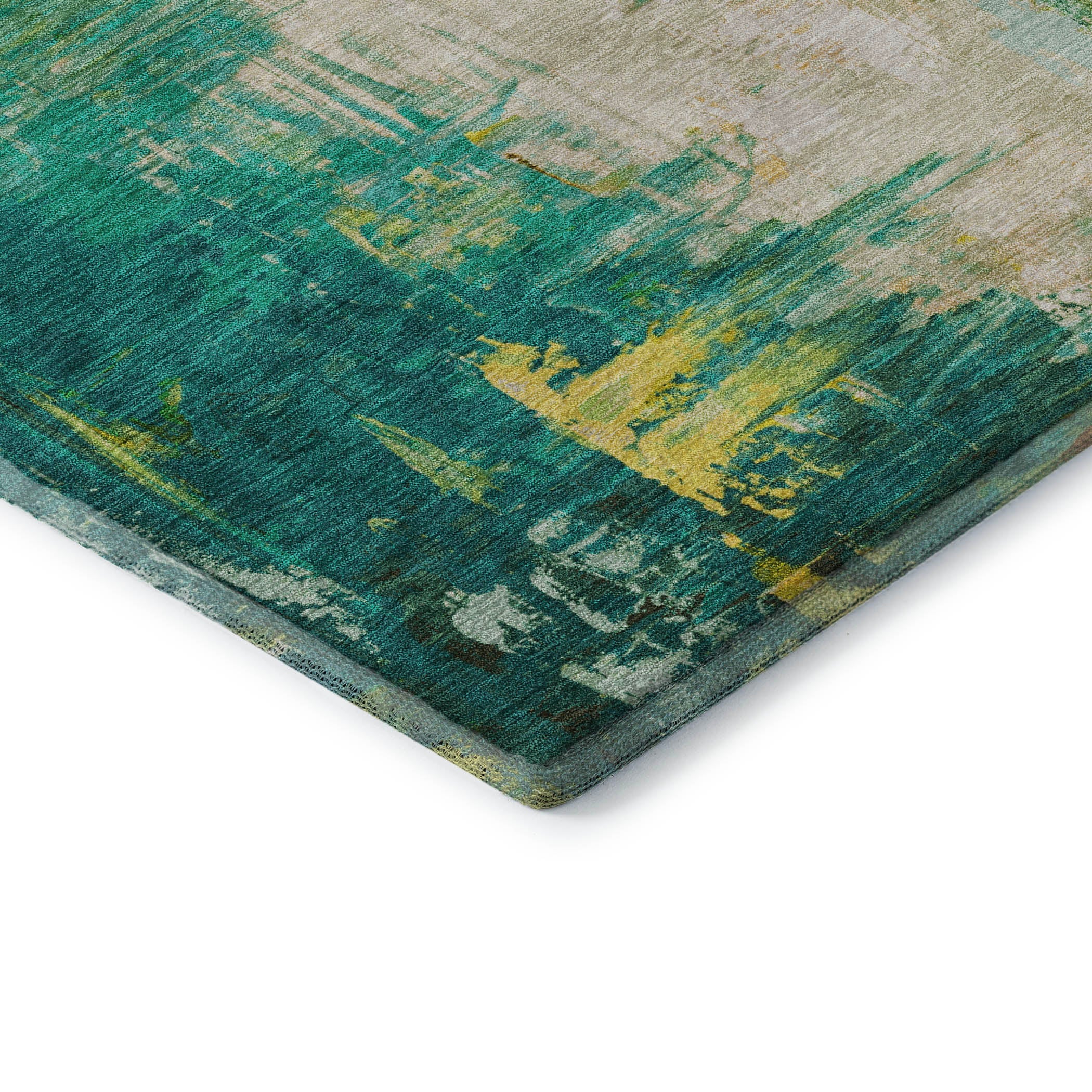 Colombo Machine Washable Transitional Green Rug 1'8" x 2'6" #shape_Rectangle