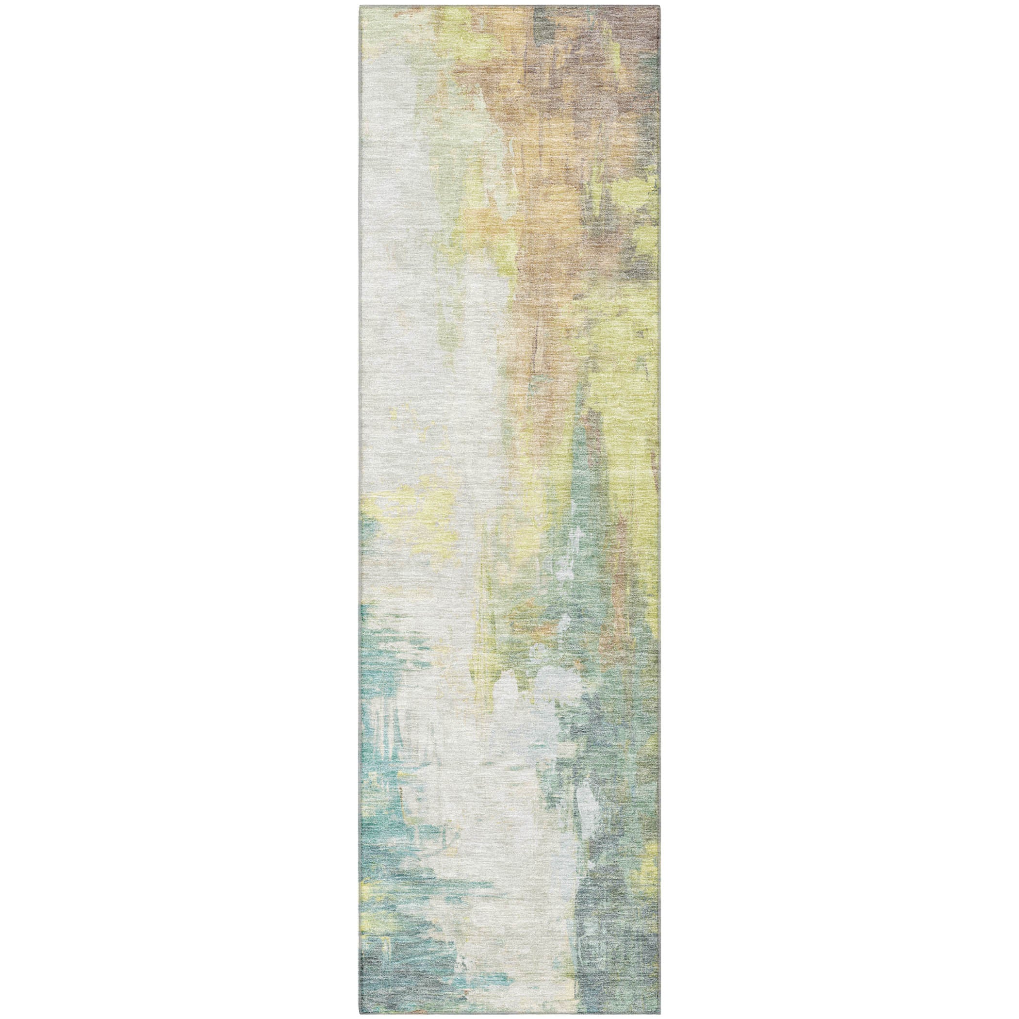Colombo Machine Washable Transitional Seafoam Blue Rug 2'3" x 7'6" #shape_Runner