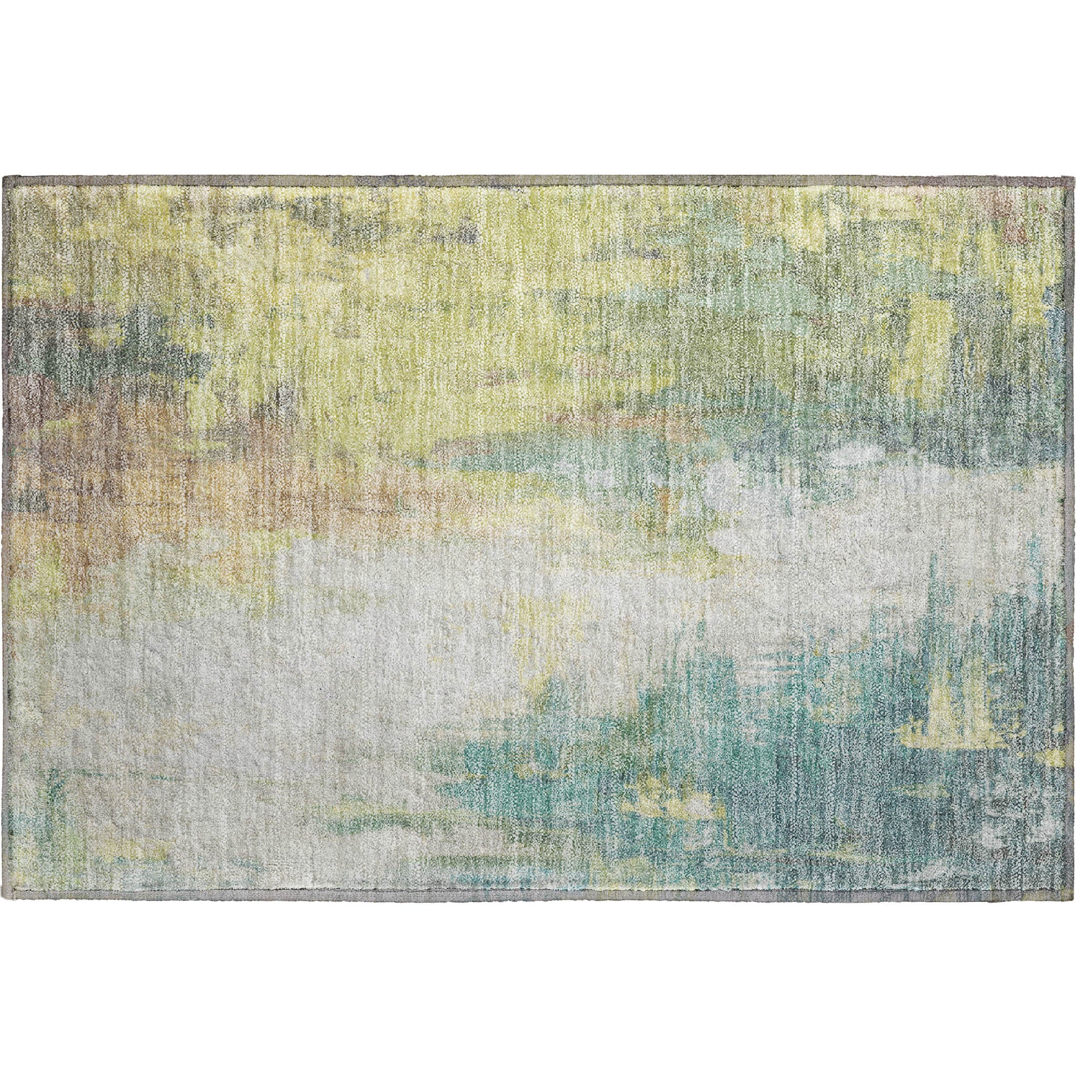 Colombo Machine Washable Transitional Seafoam Blue Rug 1'8" x 2'6" #shape_Rectangle