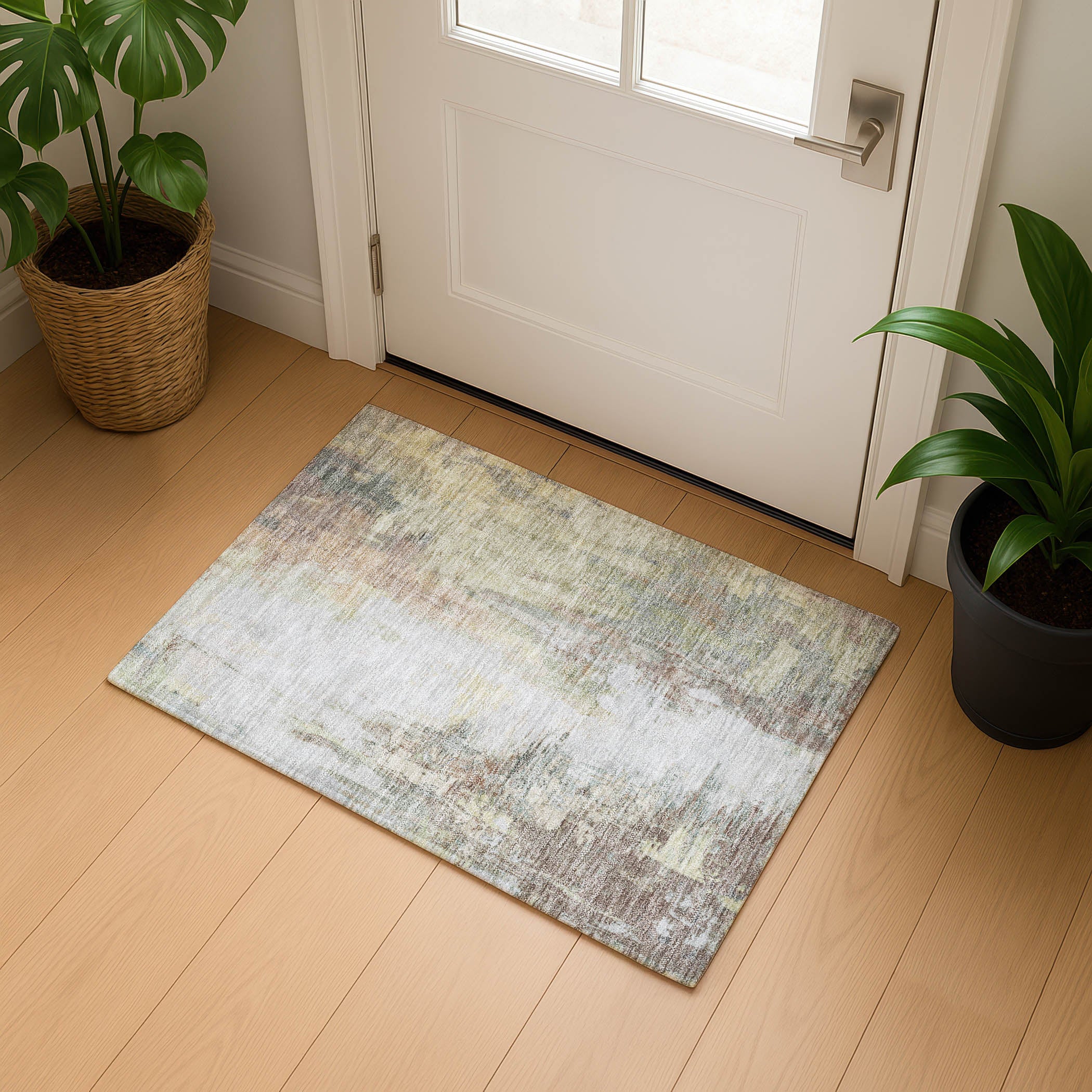 Colombo Machine Washable Transitional Tan Brown Rug 1'8" x 2'6" #shape_Rectangle