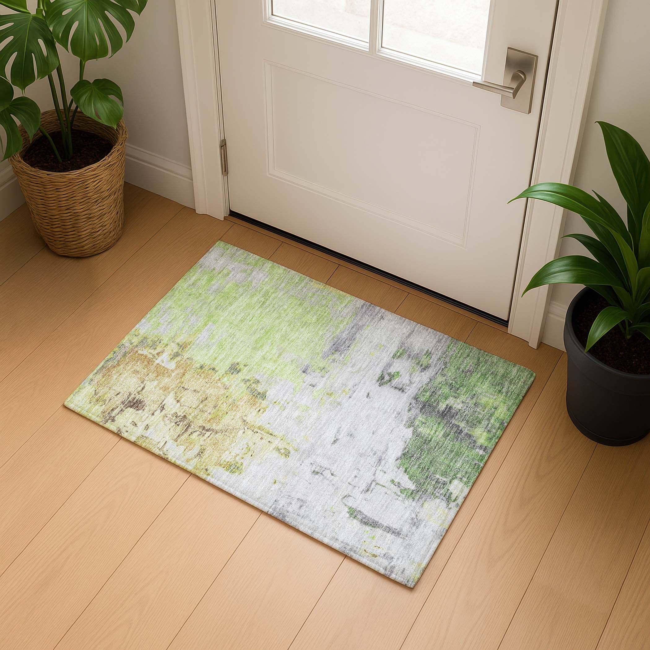 Budapest Machine Washable Transitional Aloe Green Rug 1'8" x 2'6" #shape_Rectangle