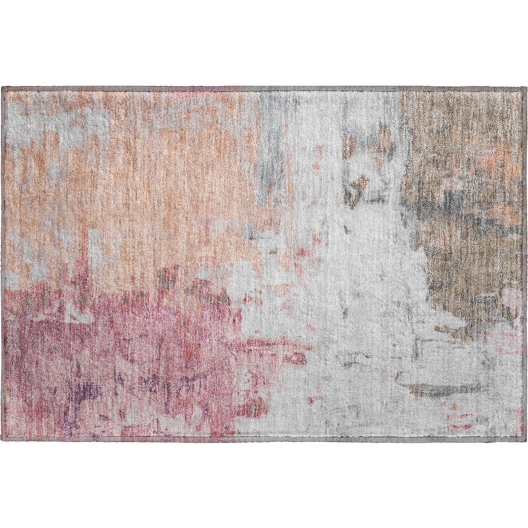Budapest Machine Washable Transitional Salmon Orange Rug 1'8" x 2'6" #shape_Rectangle