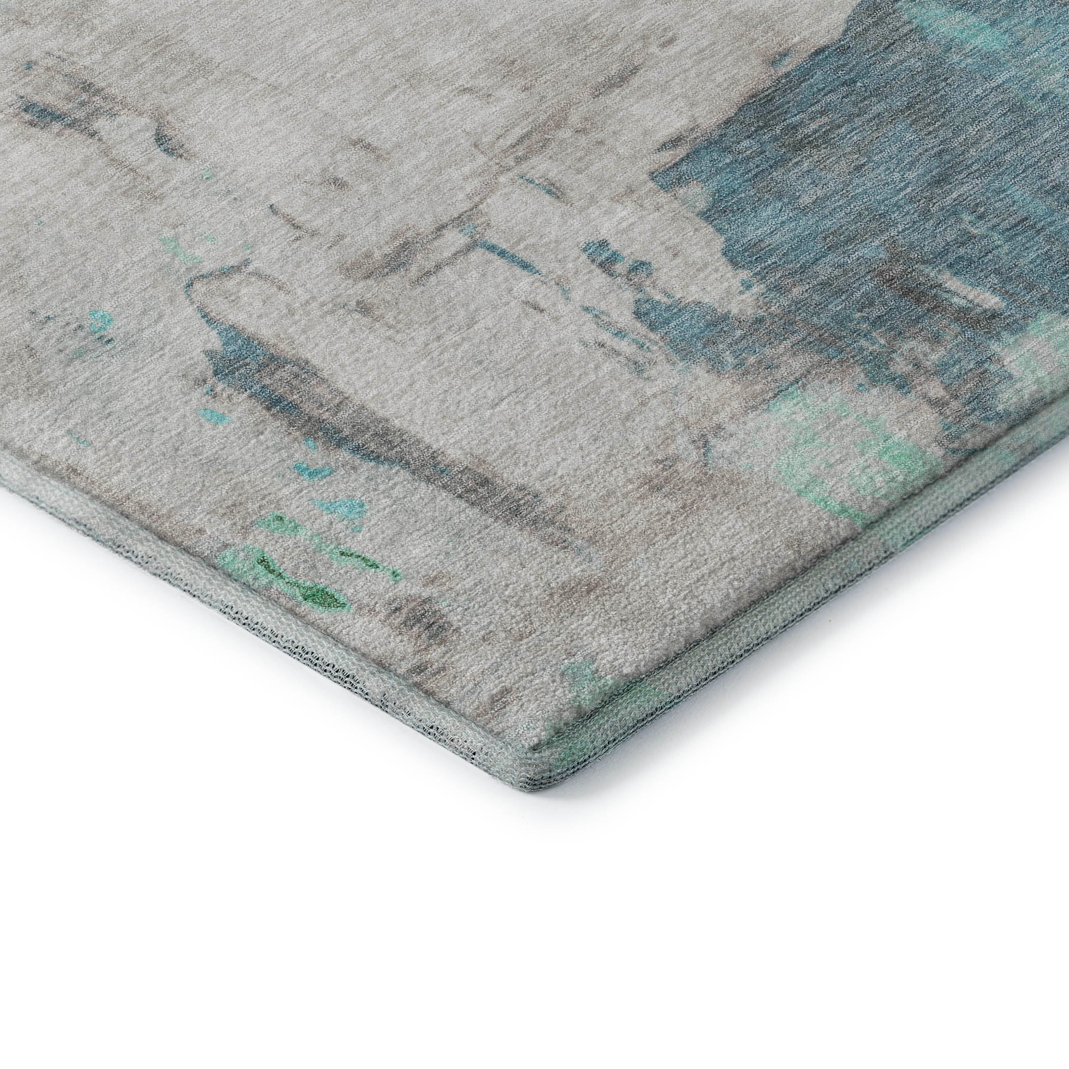 Budapest Machine Washable Transitional Teal Rug 1'8" x 2'6" #shape_Rectangle