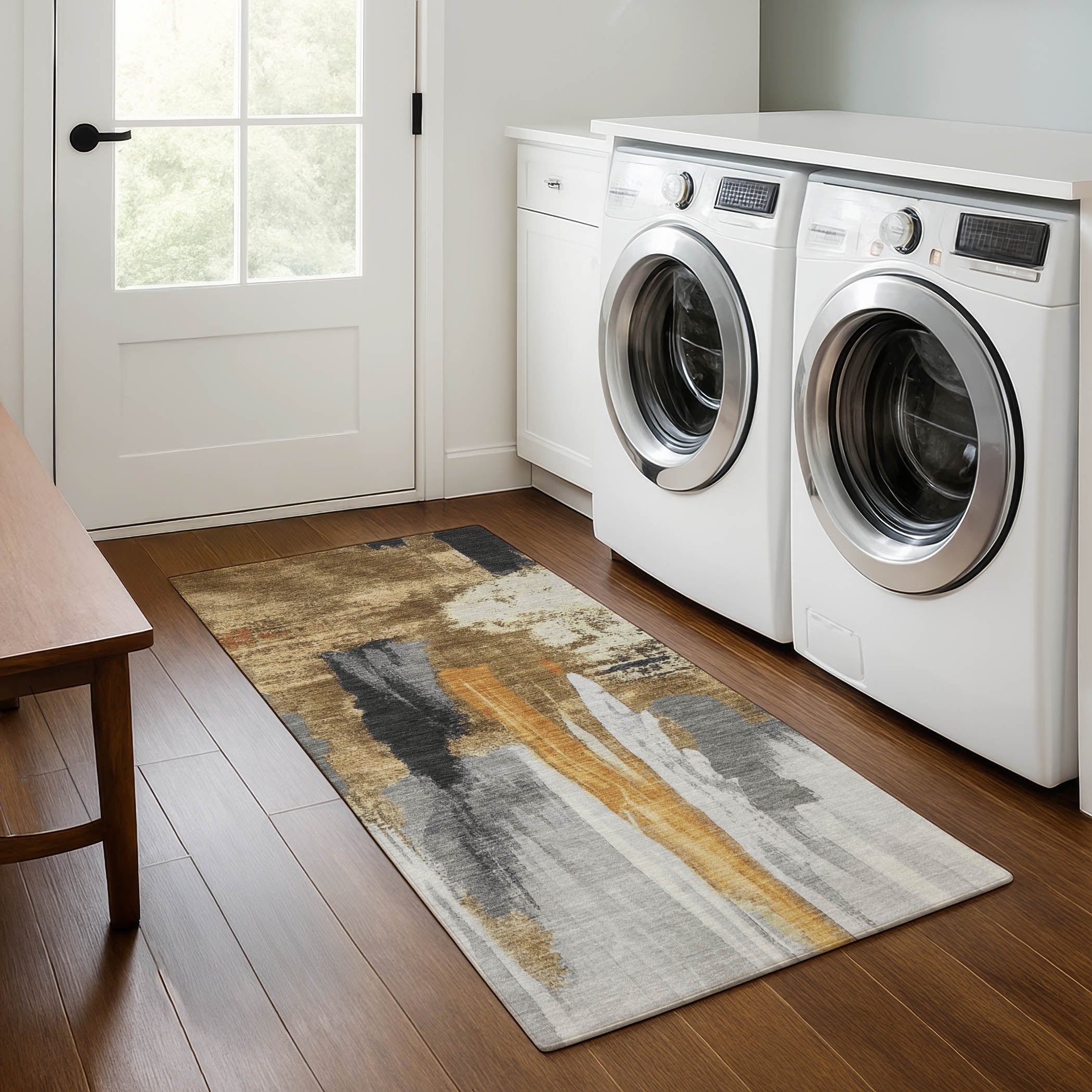 Luang Prabang Machine Washable Transitional Black Rug 2'3" x 7'6" #shape_Runner