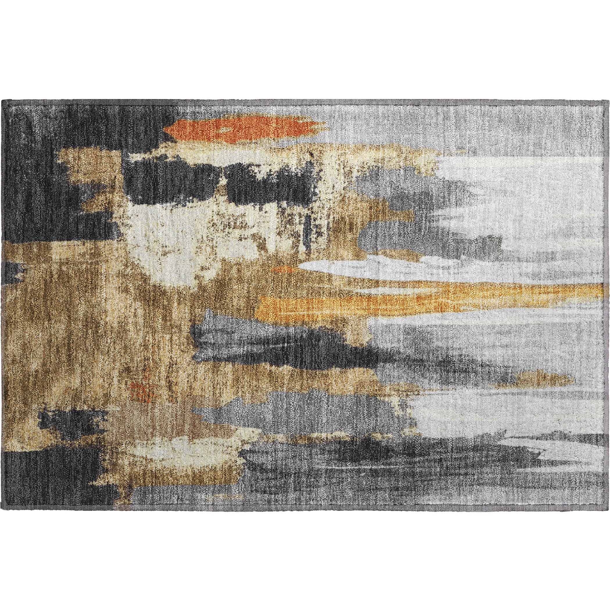 Luang Prabang Machine Washable Transitional Black Rug 1'8" x 2'6" #shape_Rectangle