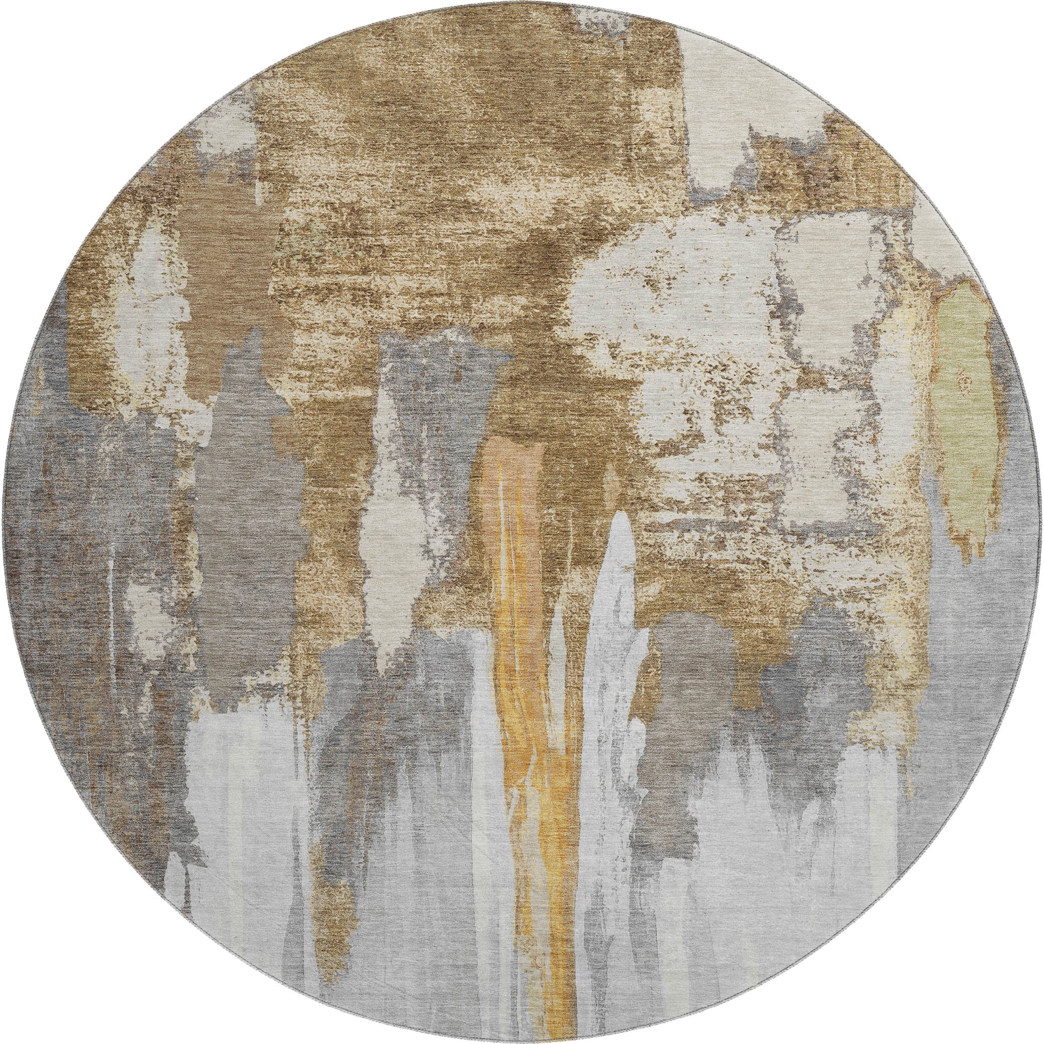 Luang Prabang Machine Washable Transitional Ivory Rug 8' x 8' #shape_Round