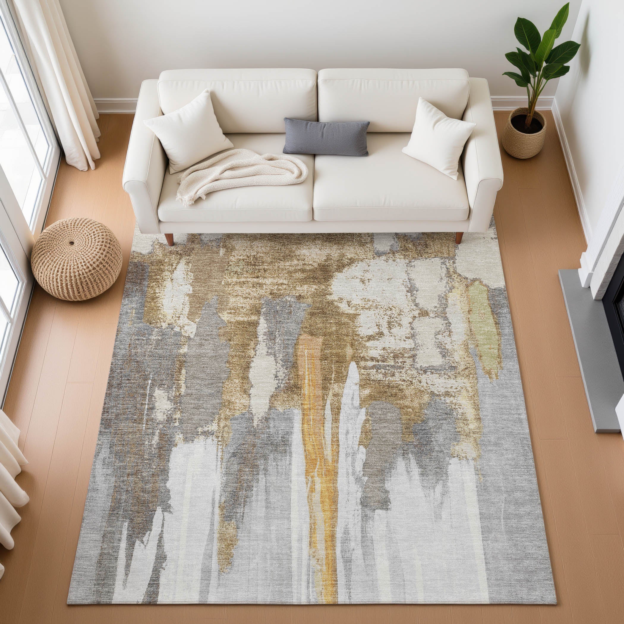 Luang Prabang Machine Washable Transitional Ivory Rug 2'6" x 3'10" #shape_Rectangle