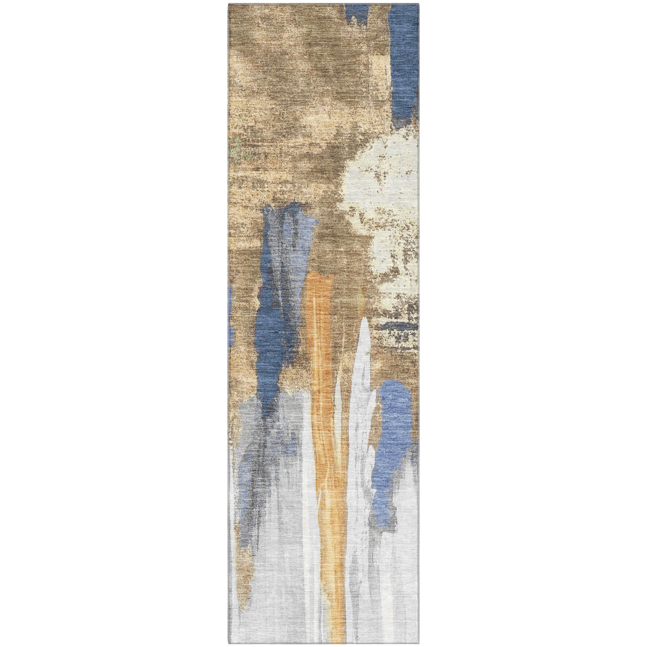 Luang Prabang Machine Washable Transitional Navy Blue Rug 2'3" x 7'6" #shape_Runner