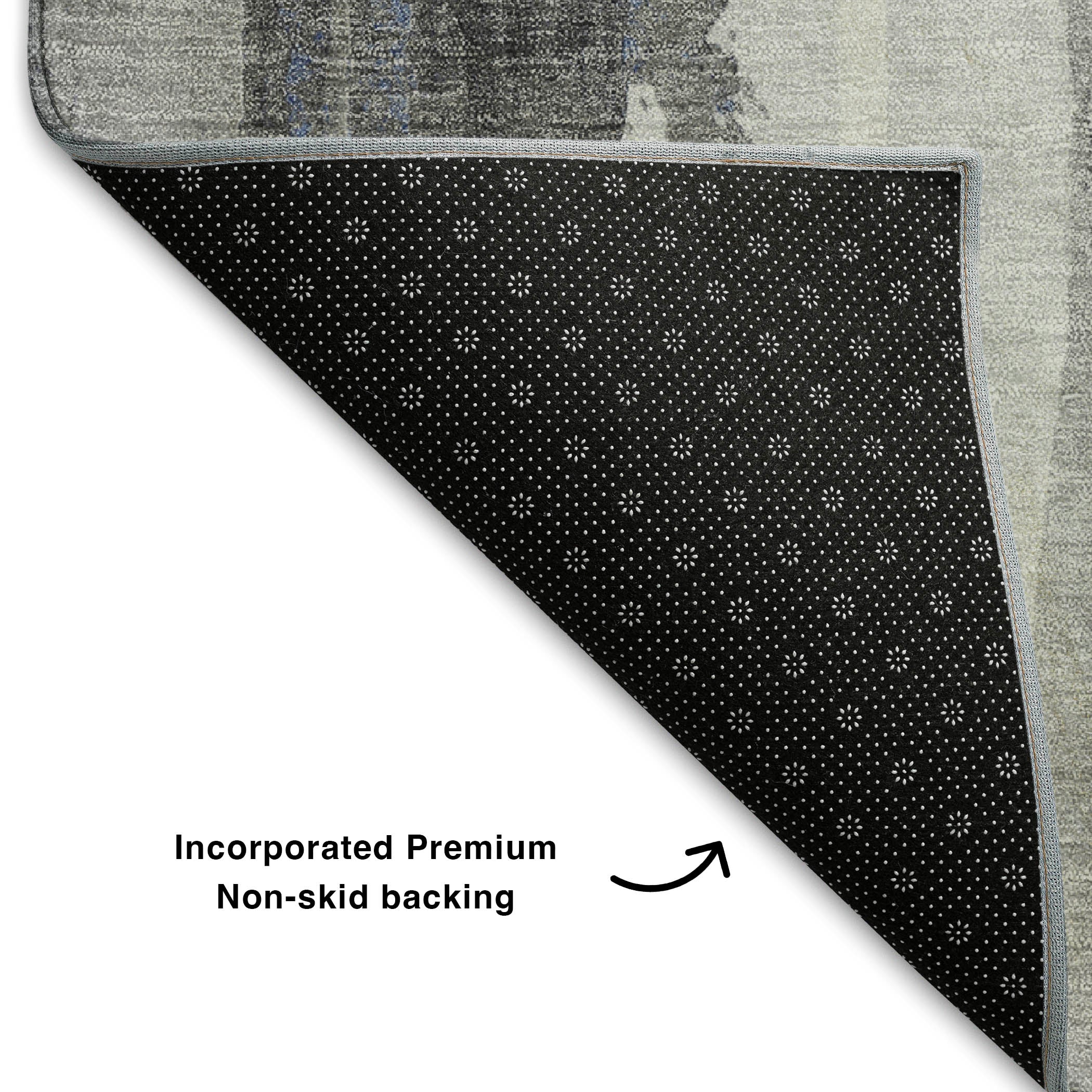 Luang Prabang Machine Washable Transitional Navy Blue Rug 1'8" x 2'6" #shape_Rectangle