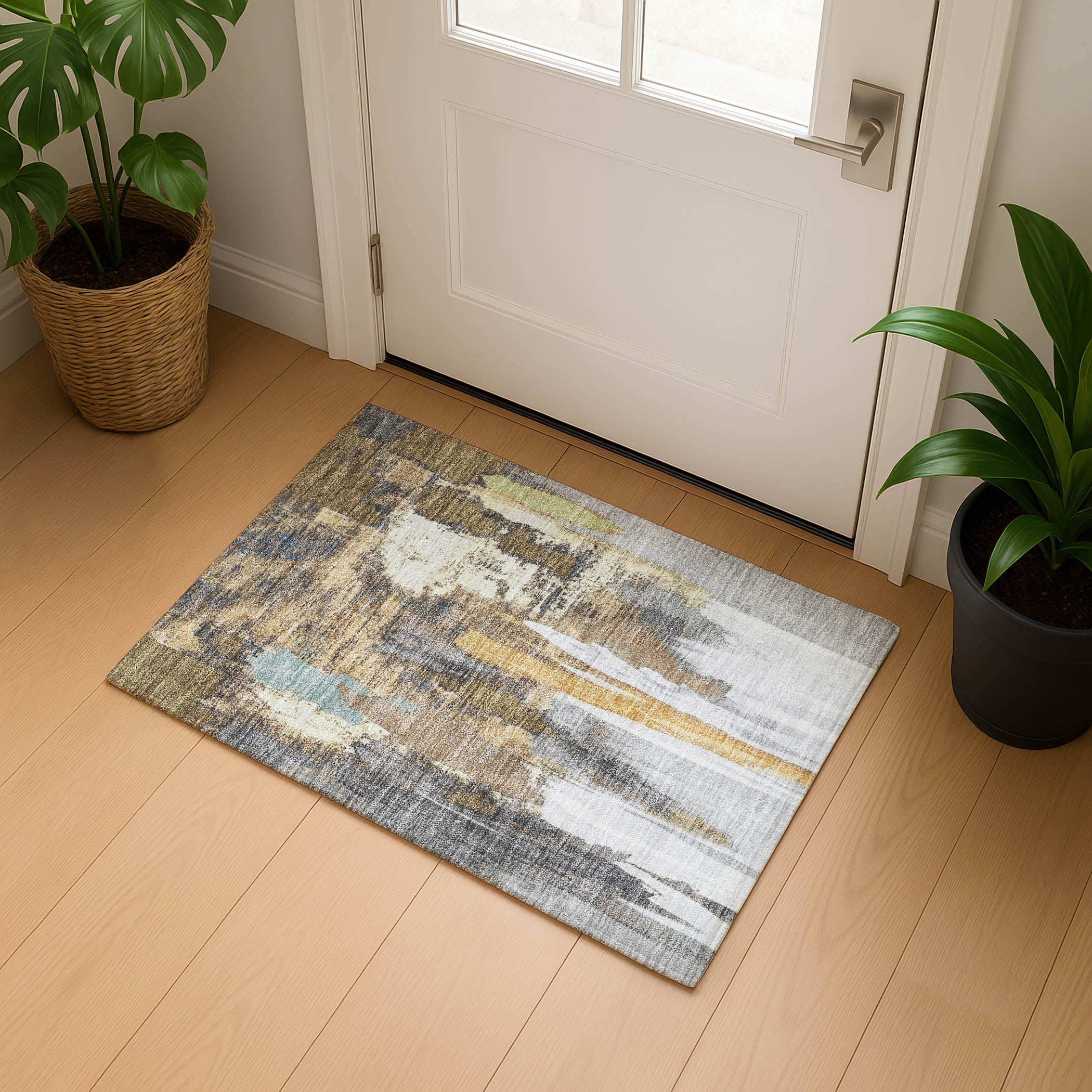Luang Prabang Machine Washable Transitional Taupe Brown Rug 1'8" x 2'6" #shape_Rectangle