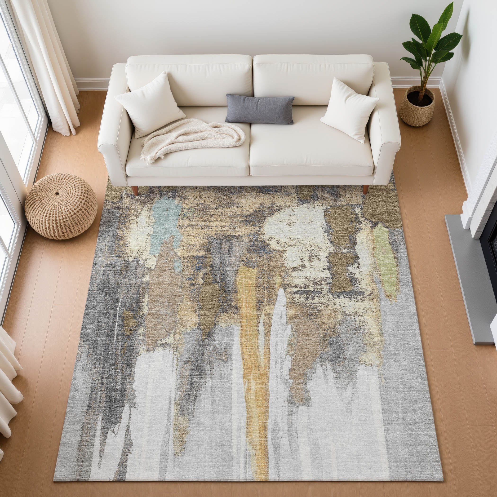 Luang Prabang Machine Washable Transitional Taupe Brown Rug 2'6" x 3'10" #shape_Rectangle