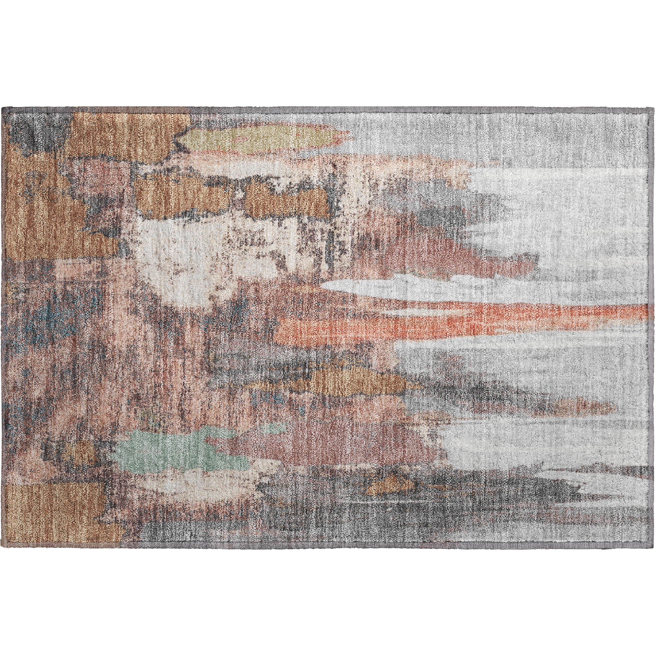 Luang Prabang Machine Washable Transitional Terracotta Orange Rug 1'8" x 2'6" #shape_Rectangle