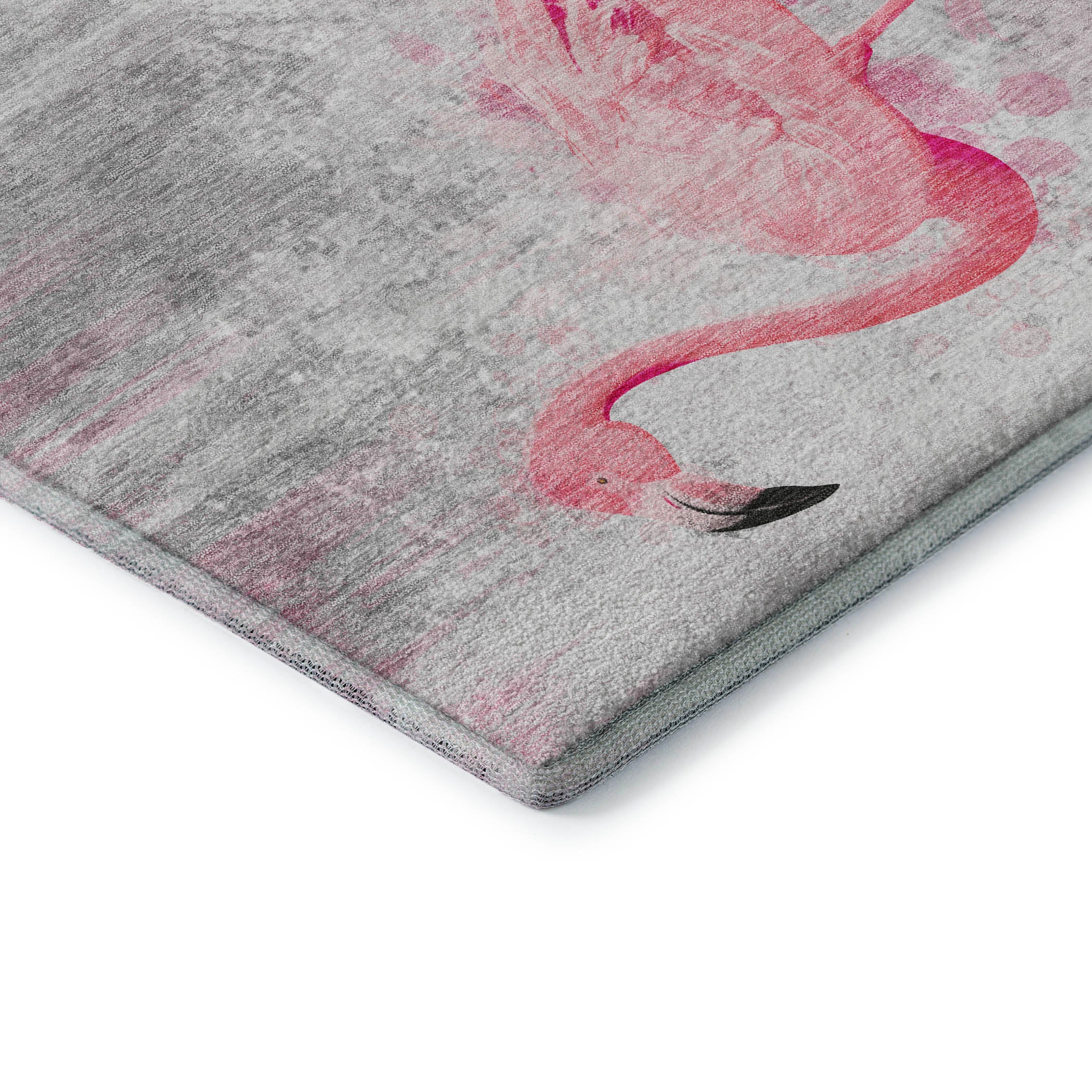 Luang Prabang Machine Washable Tropical Pink Gray Rug 1'8" x 2'6" #shape_Rectangle